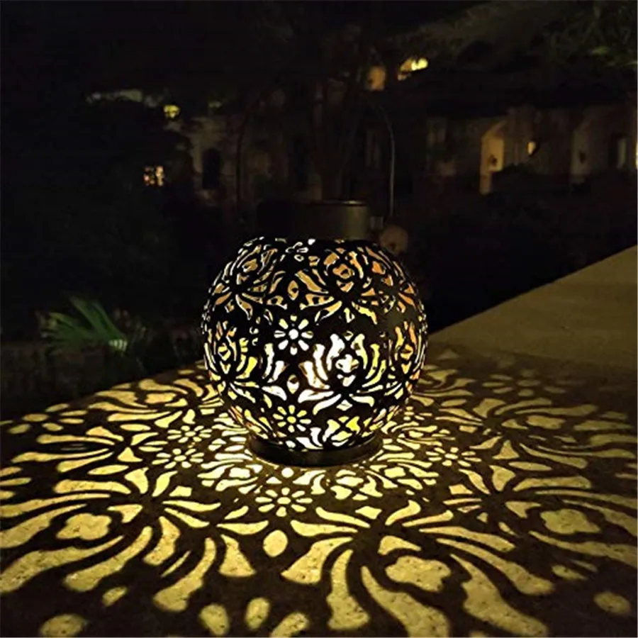 Outdoor Solar Garden Hanging Iron Art LED Light Waterproof Landscape Projection - Image 3