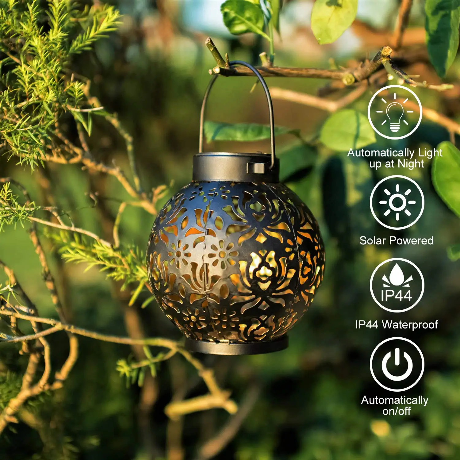 Outdoor Solar Garden Hanging Iron Art LED Light Waterproof Landscape Projection - Image 4