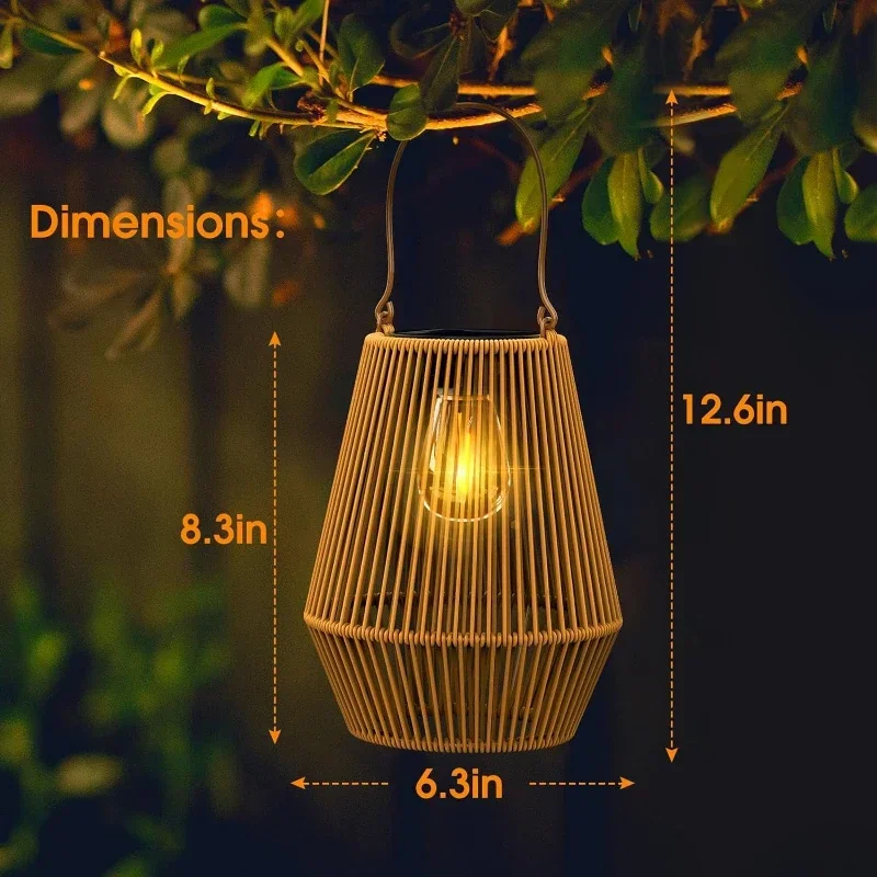 Outdoor Solar Hanging Lights Waterproof Woven Lanterns for Garden Yard - Image 4