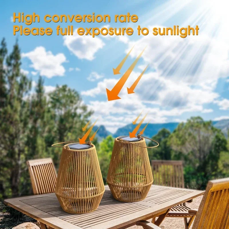 Outdoor Solar Hanging Lights Waterproof Woven Lanterns for Garden Yard - Image 6