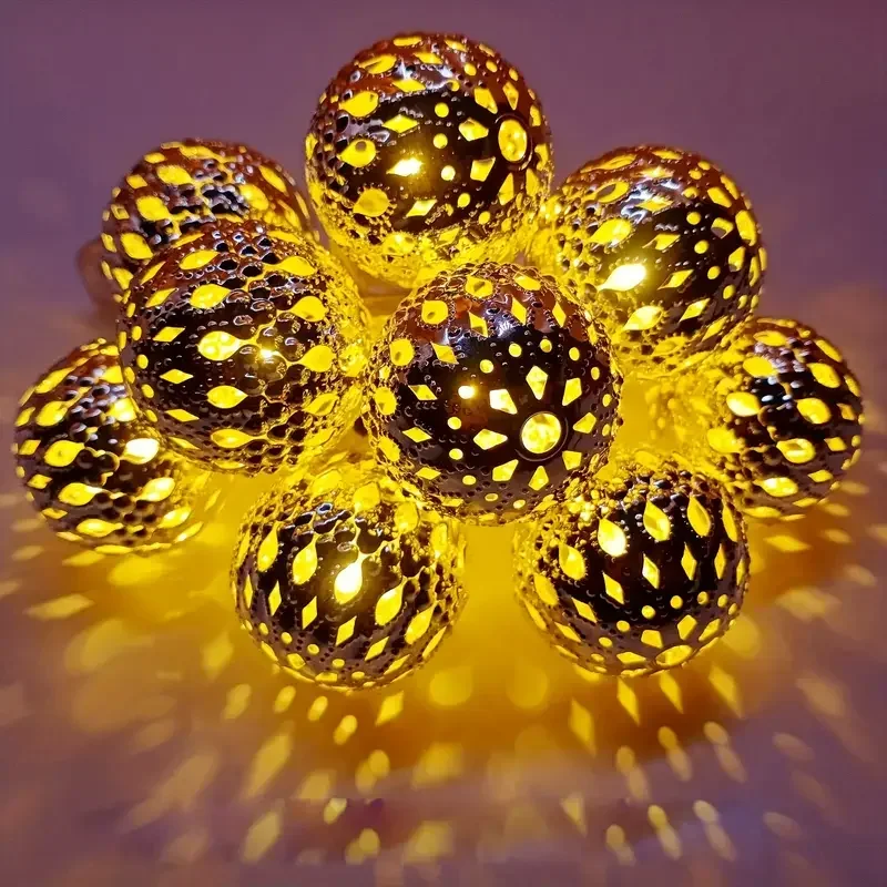 Outdoor Solar Moroccan Ball String Lights 50/30/20 LED Fairy Lights Garden Party - Image 3