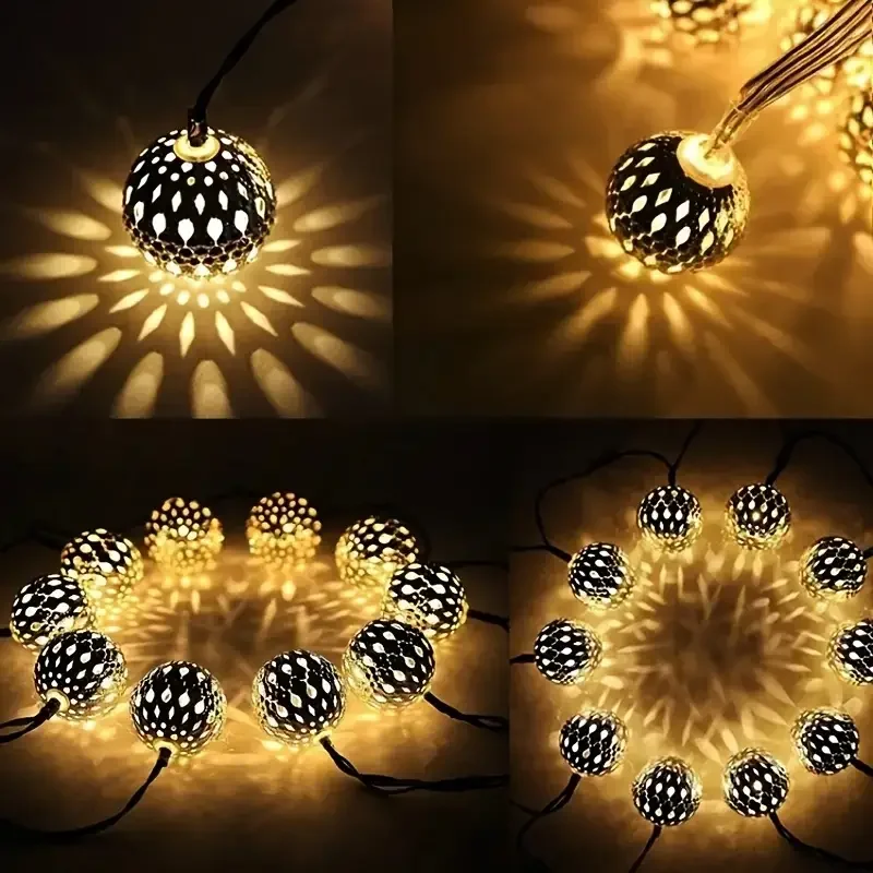 Outdoor Solar Moroccan Ball String Lights 50/30/20 LED Fairy Lights Garden Party - Image 4