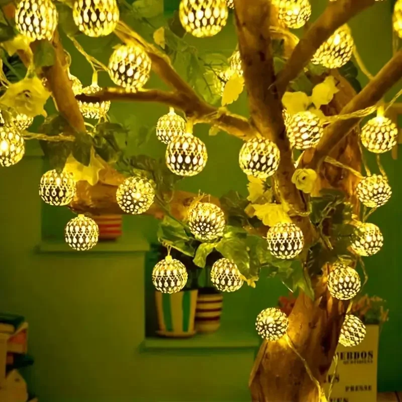 Outdoor Solar Moroccan Ball String Lights 50/30/20 LED Fairy Lights Garden Party - Image 6