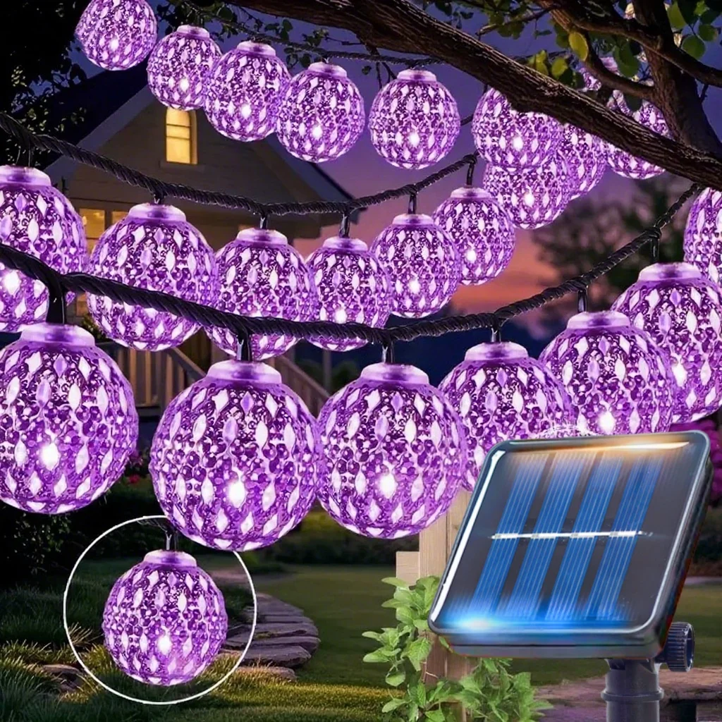 Outdoor Solar Moroccan Ball String Lights 50/30/20 LED Fairy Lights Garden Party - Image 7