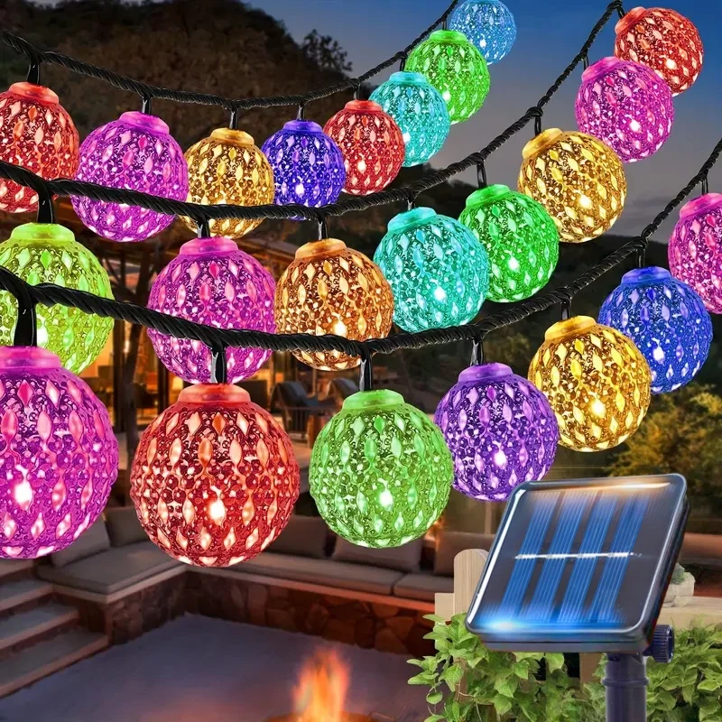 Outdoor Solar Moroccan Ball String Lights 50/30/20 LED Fairy Lights Garden Party - Image 8