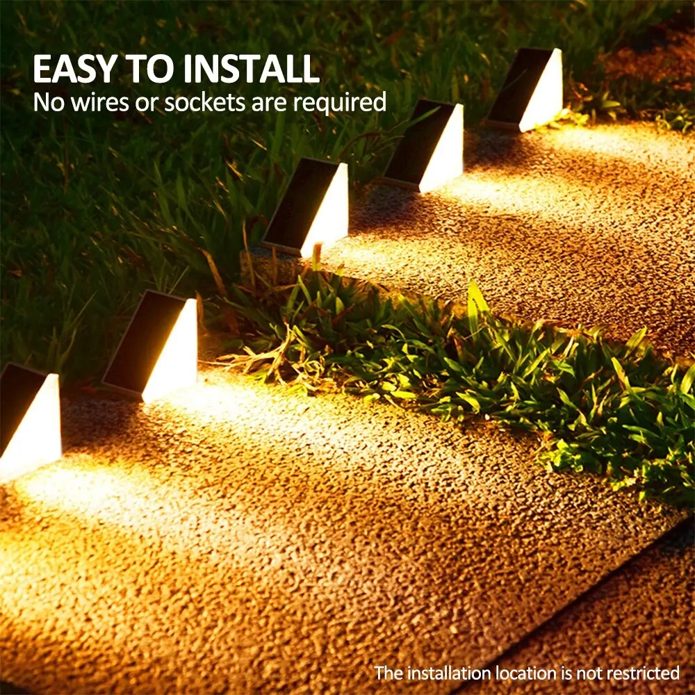 Outdoor Solar Step Lights Warm White RGB IP67 Waterproof Pathway Patio Yard - Image 2