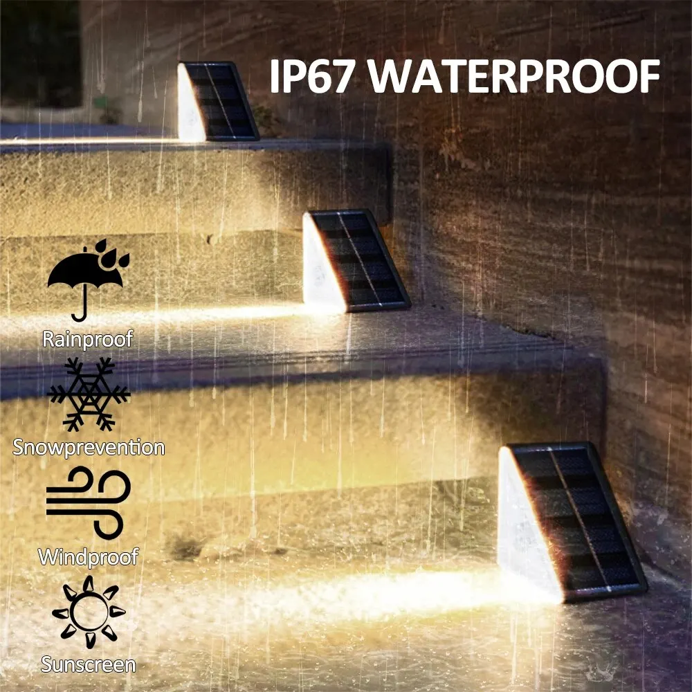 Outdoor Solar Step Lights Warm White RGB IP67 Waterproof Pathway Patio Yard - Image 4