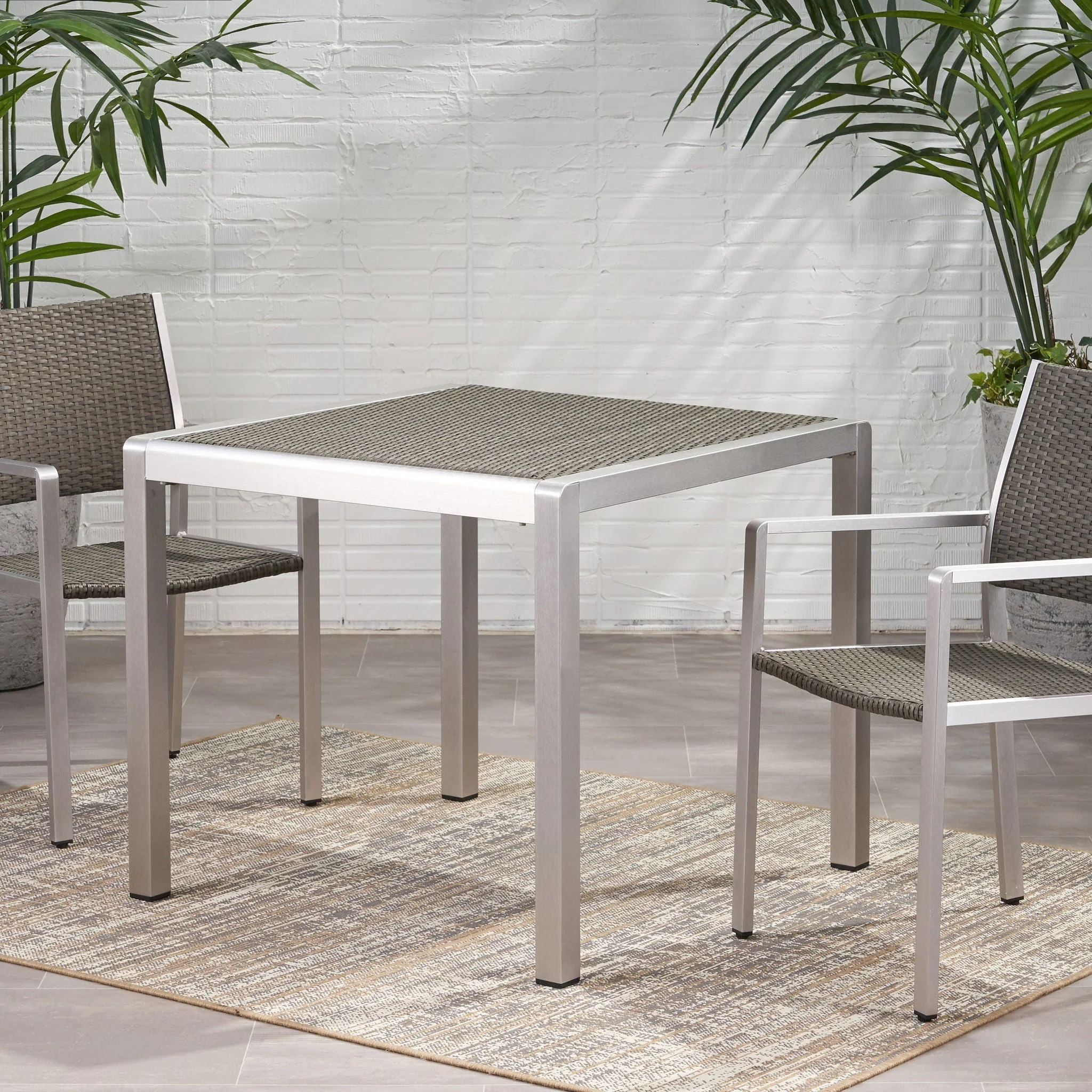 Outdoor Square Dining Table With Aluminum Frame - Image 3