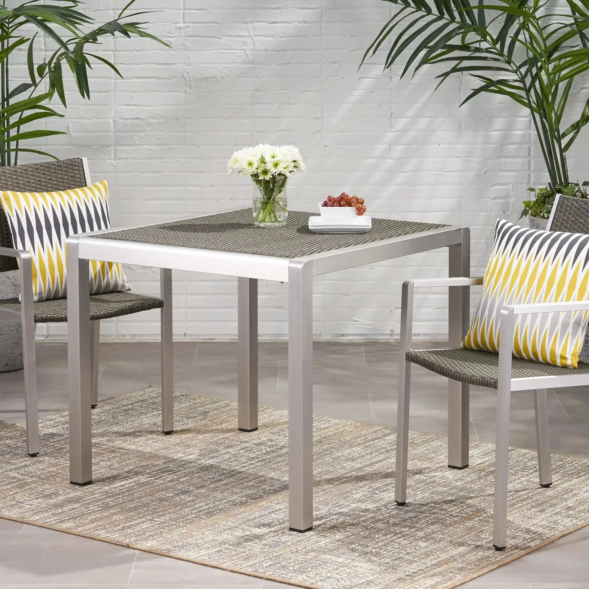 Outdoor Square Dining Table With Aluminum Frame - Image 6