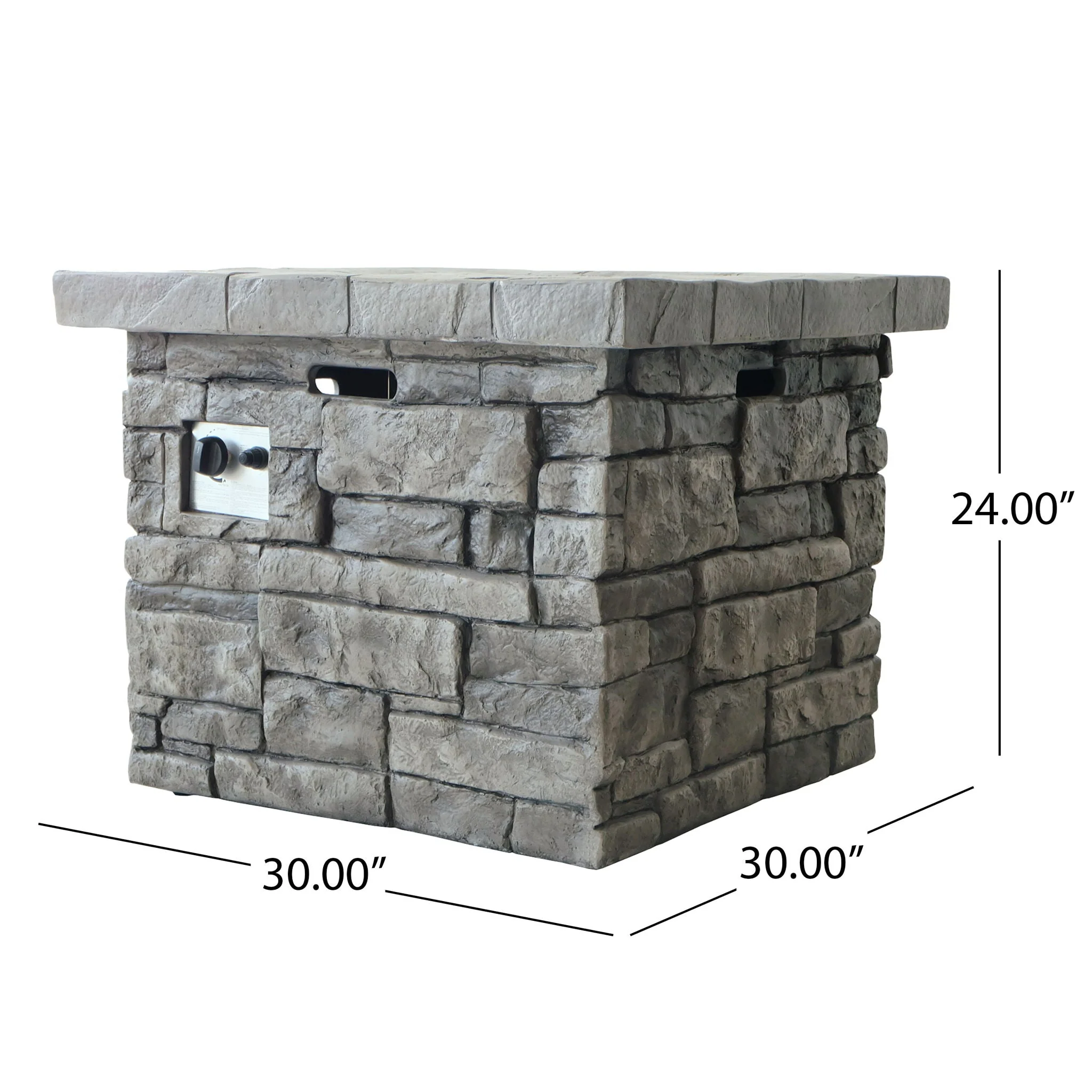 Outdoor Square Propane Fire Pit 40,000 BTU - Gray - Image 3