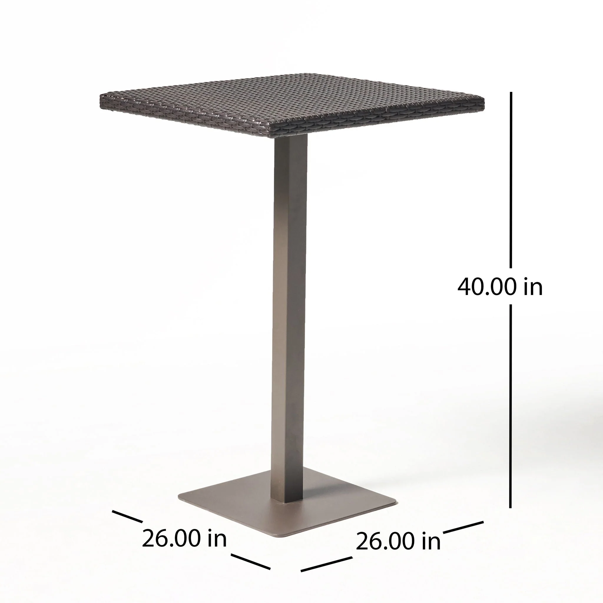 Outdoor Square Rattan Bar Table With Iron Frame - Multi Brown - Image 4