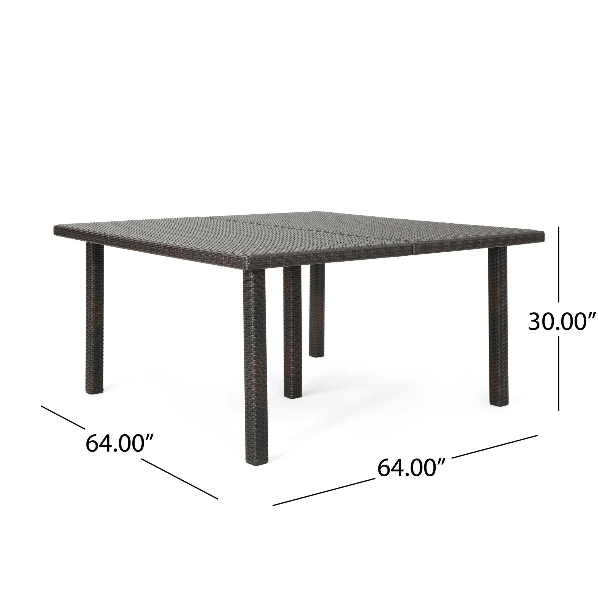 Outdoor Square Rattan Wicker Dining Table - Brown - Image 2