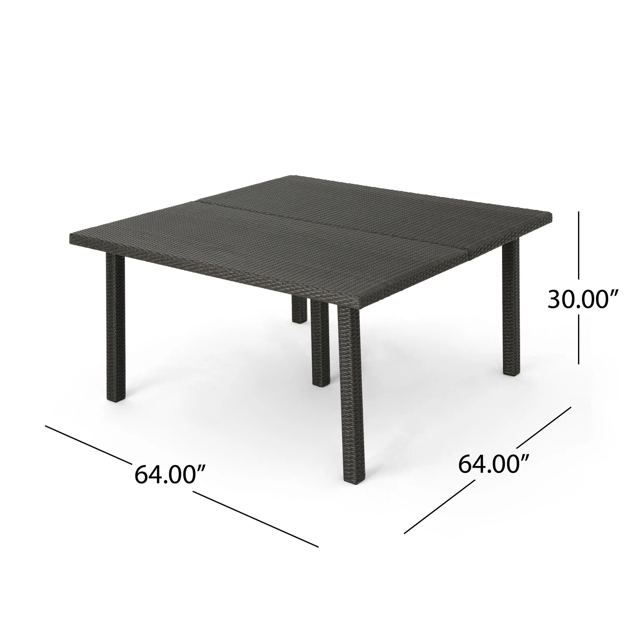 Outdoor Square Rattan Wicker Dining Table - Gray - Image 4