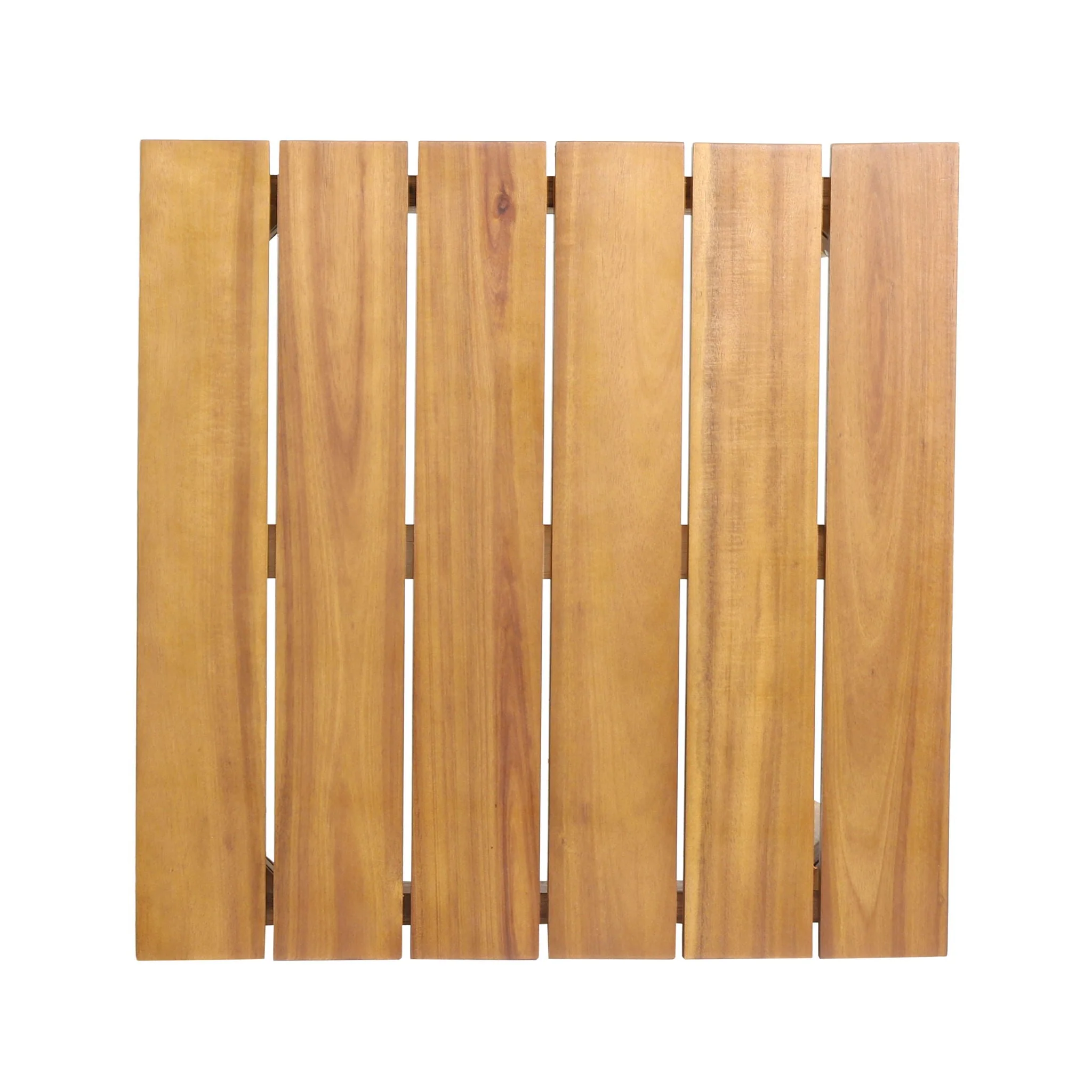 Outdoor Square Side Table With Slatted Top And Wood Frame - Teak - Image 2