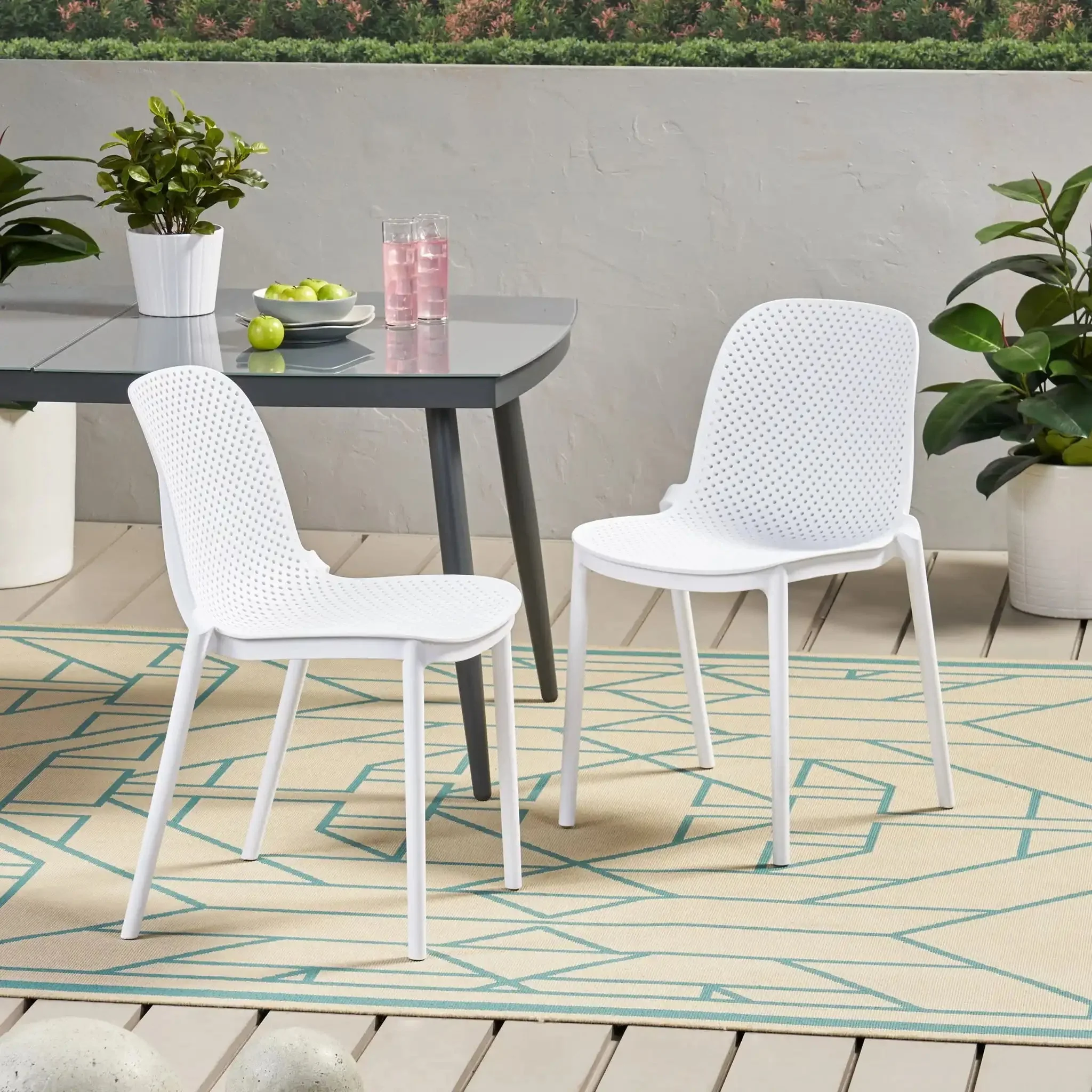 Outdoor Stacking Dining Side Chair (Set of 2) - Image 2