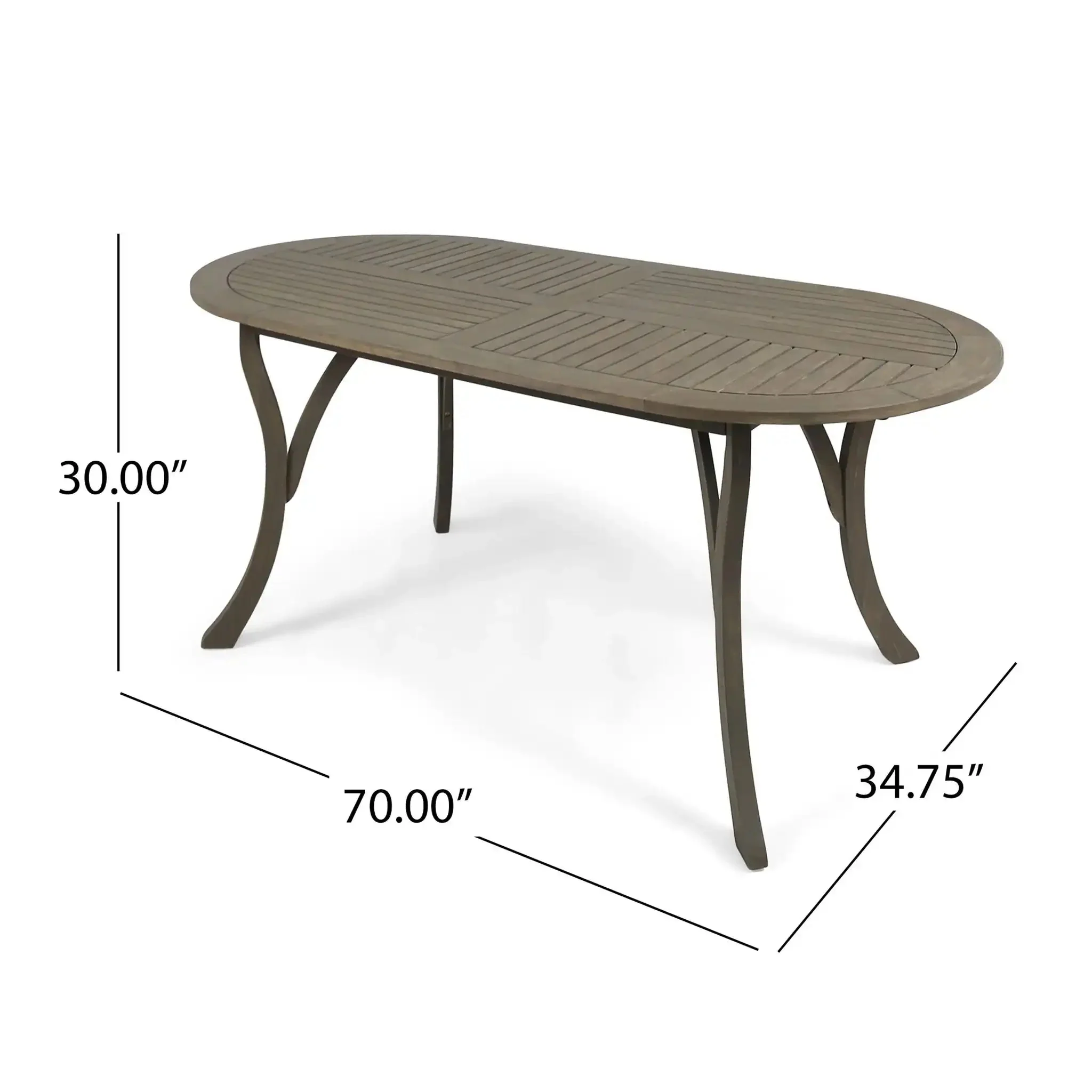 Outdoor Table With Smooth Lines, Slat Top - Image 4