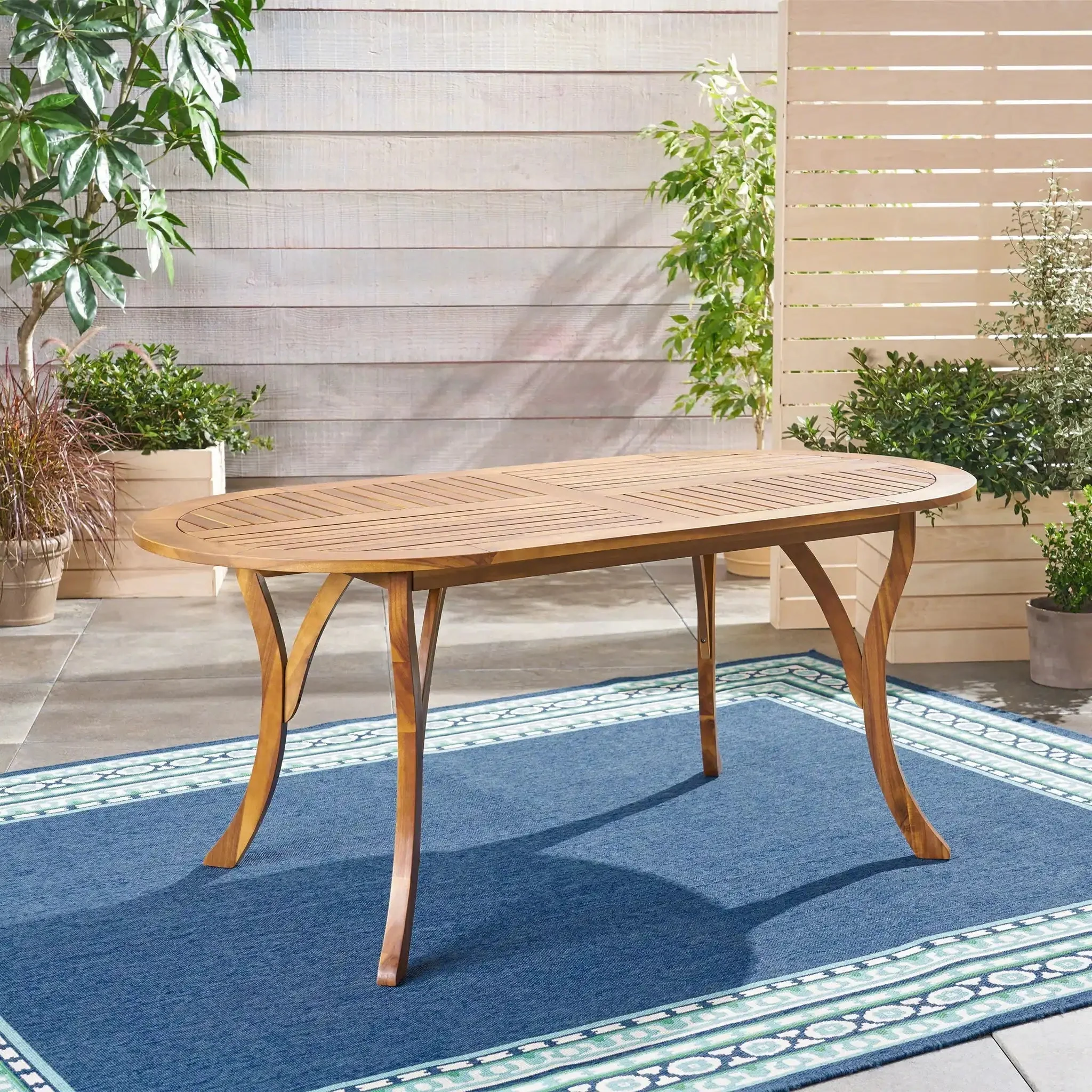 Outdoor Table With Smooth Lines, Slat Top - Image 8