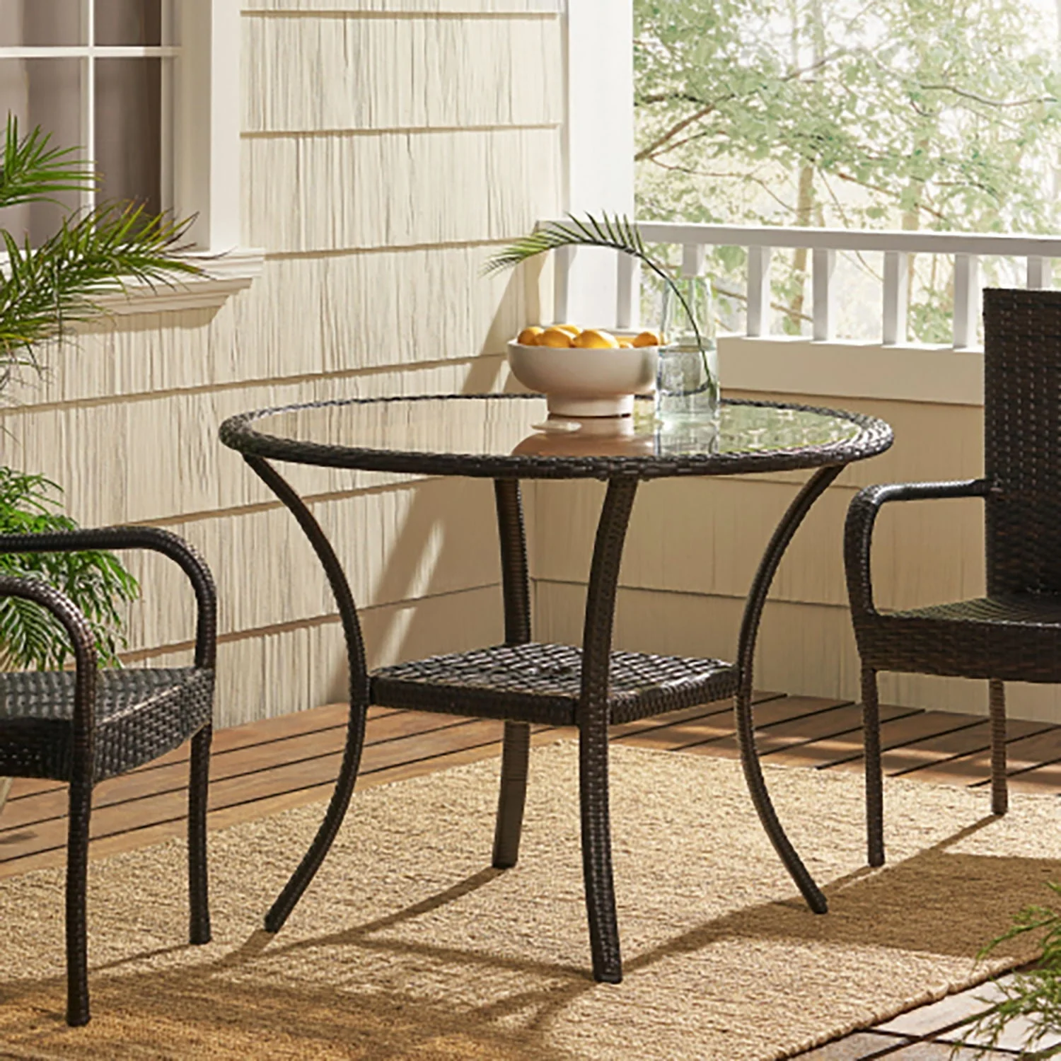 Outdoor Table With Woven Rattan Design - Brown - Image 2