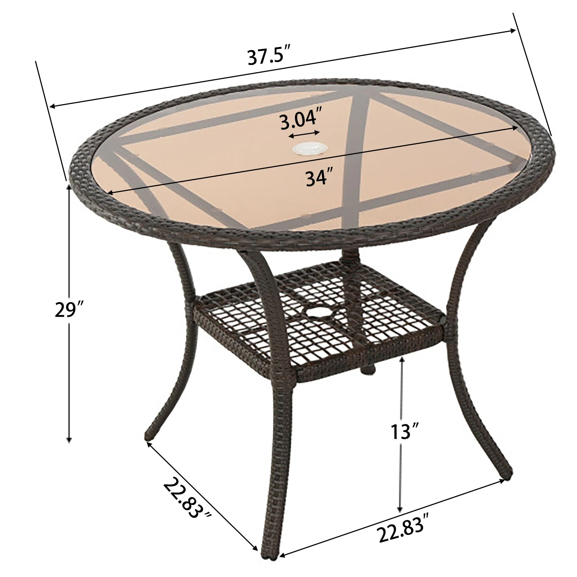 Outdoor Table With Woven Rattan Design - Brown - Image 3