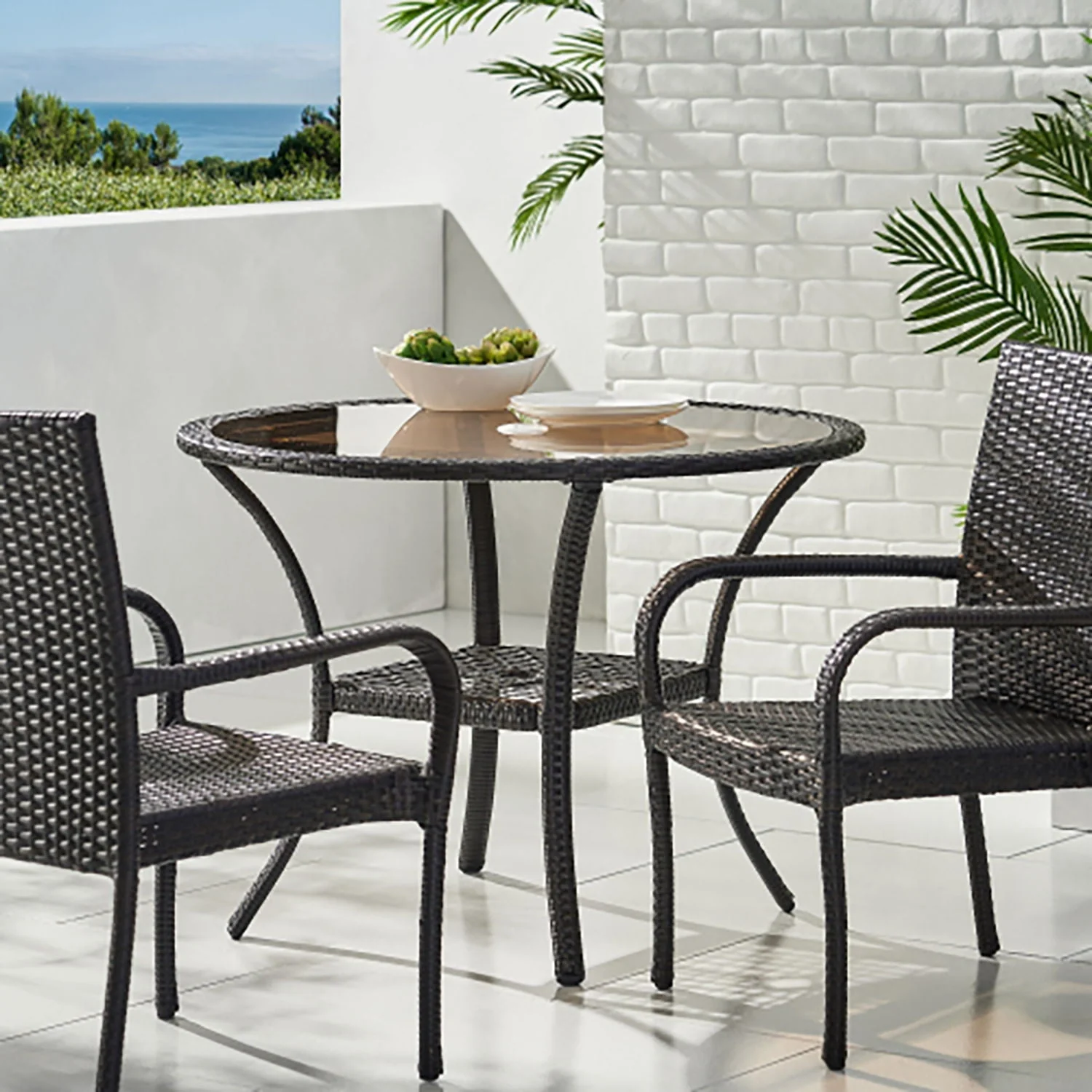 Outdoor Table With Woven Rattan Design - Brown - Image 4