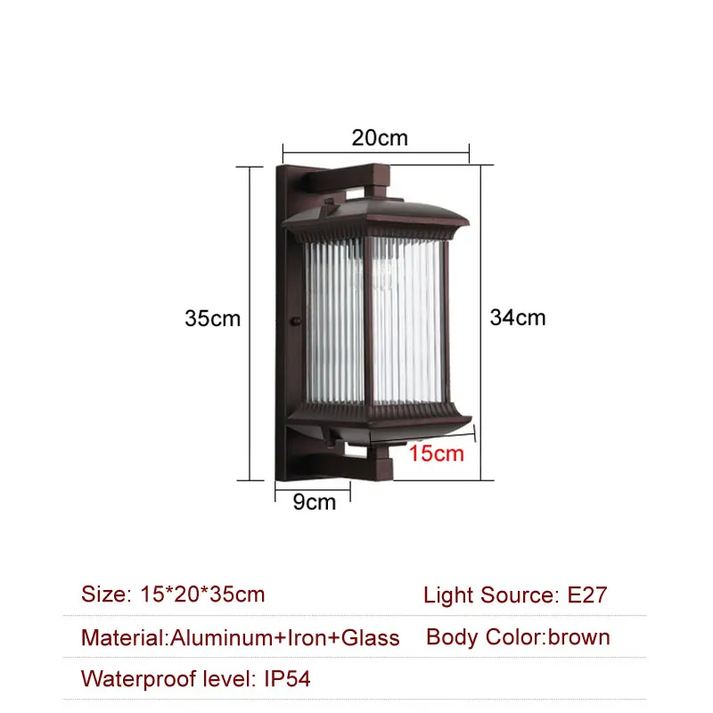 Outdoor Waterproof Metal Wall Lamp AC90-260V Exterior Porch Garden Villa Light - Image 7