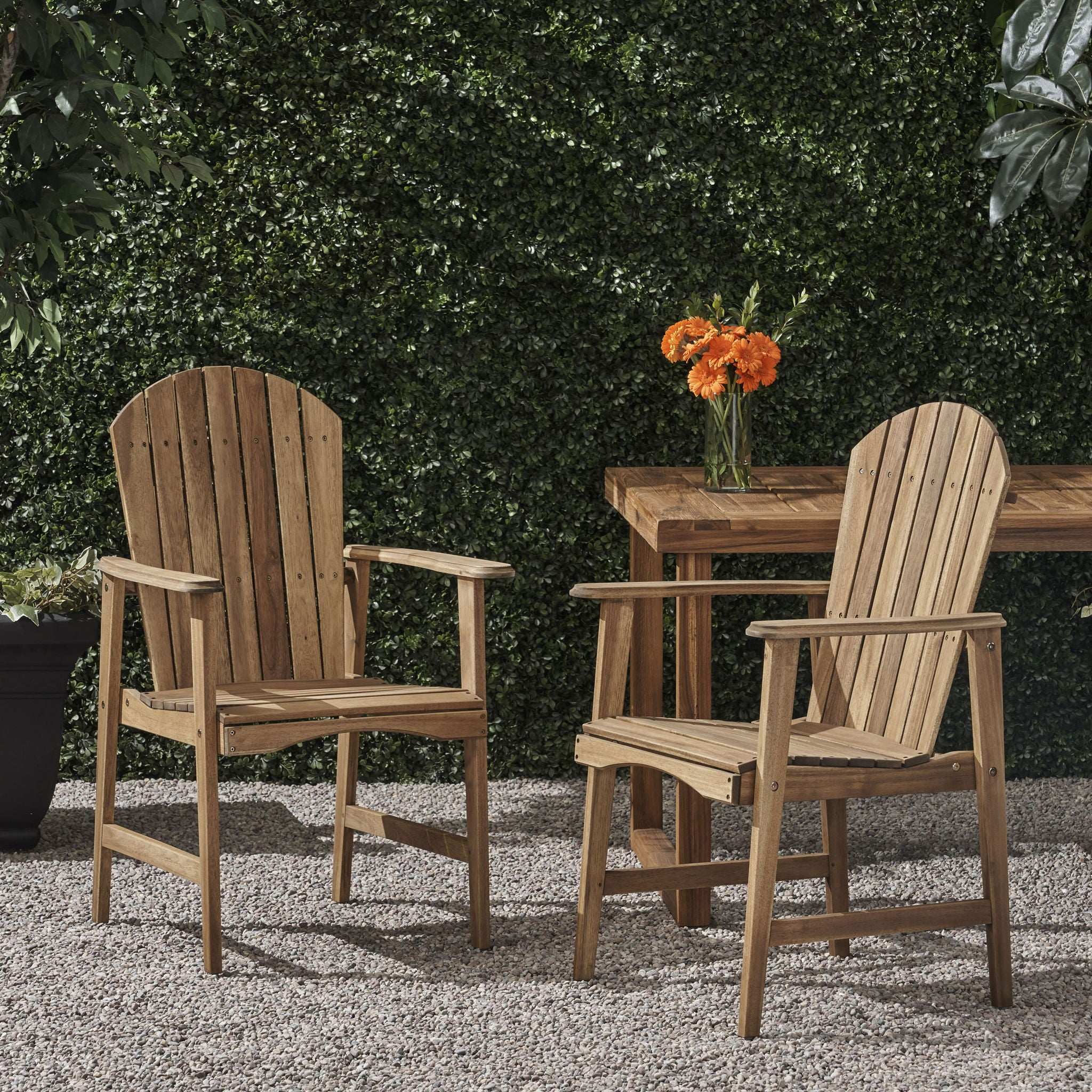 Outdoor Weather Resistant Acacia Wood Adirondack Dining Chairs (Set of 2) - Image 10