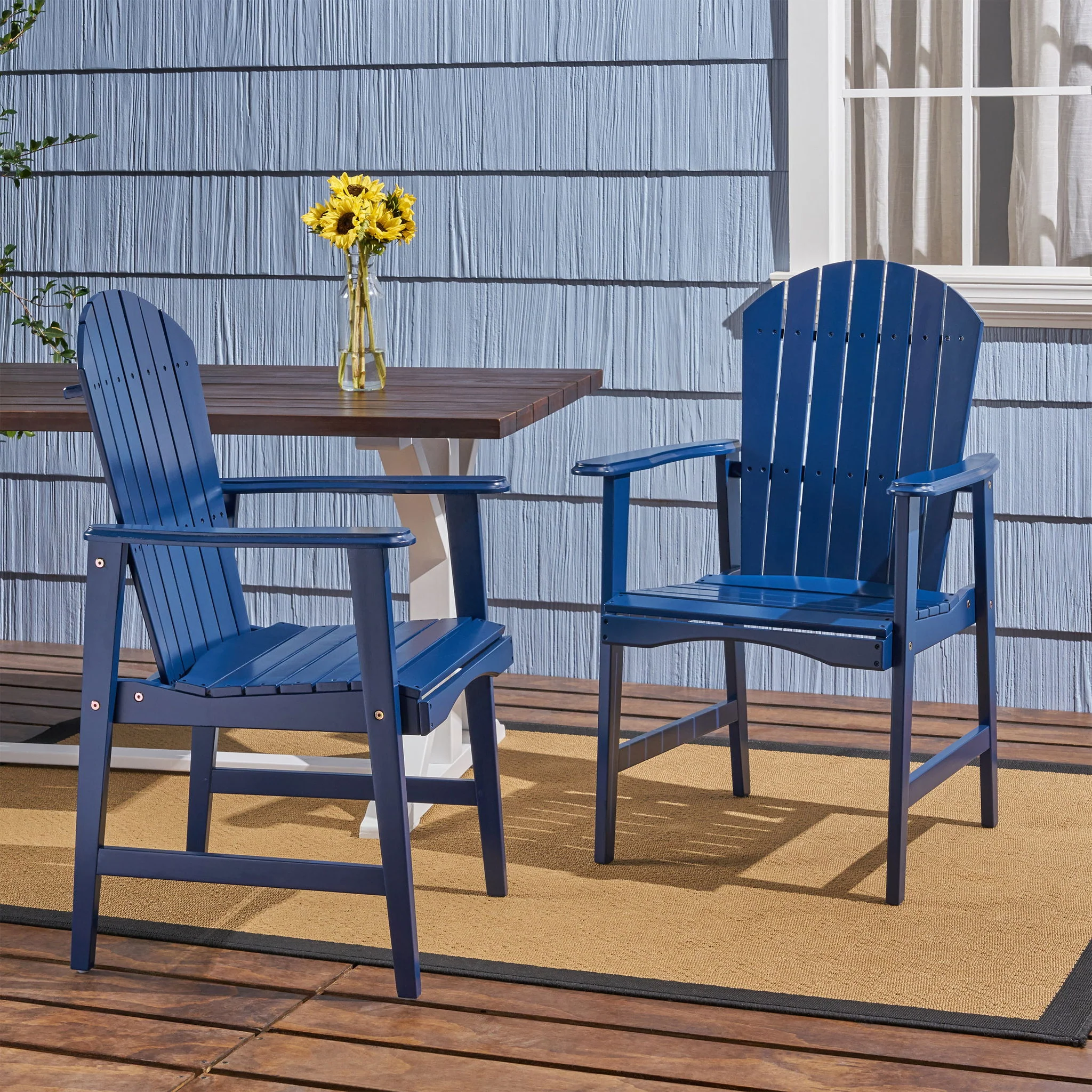 Outdoor Weather Resistant Acacia Wood Adirondack Dining Chairs (Set of 2) - Image 11