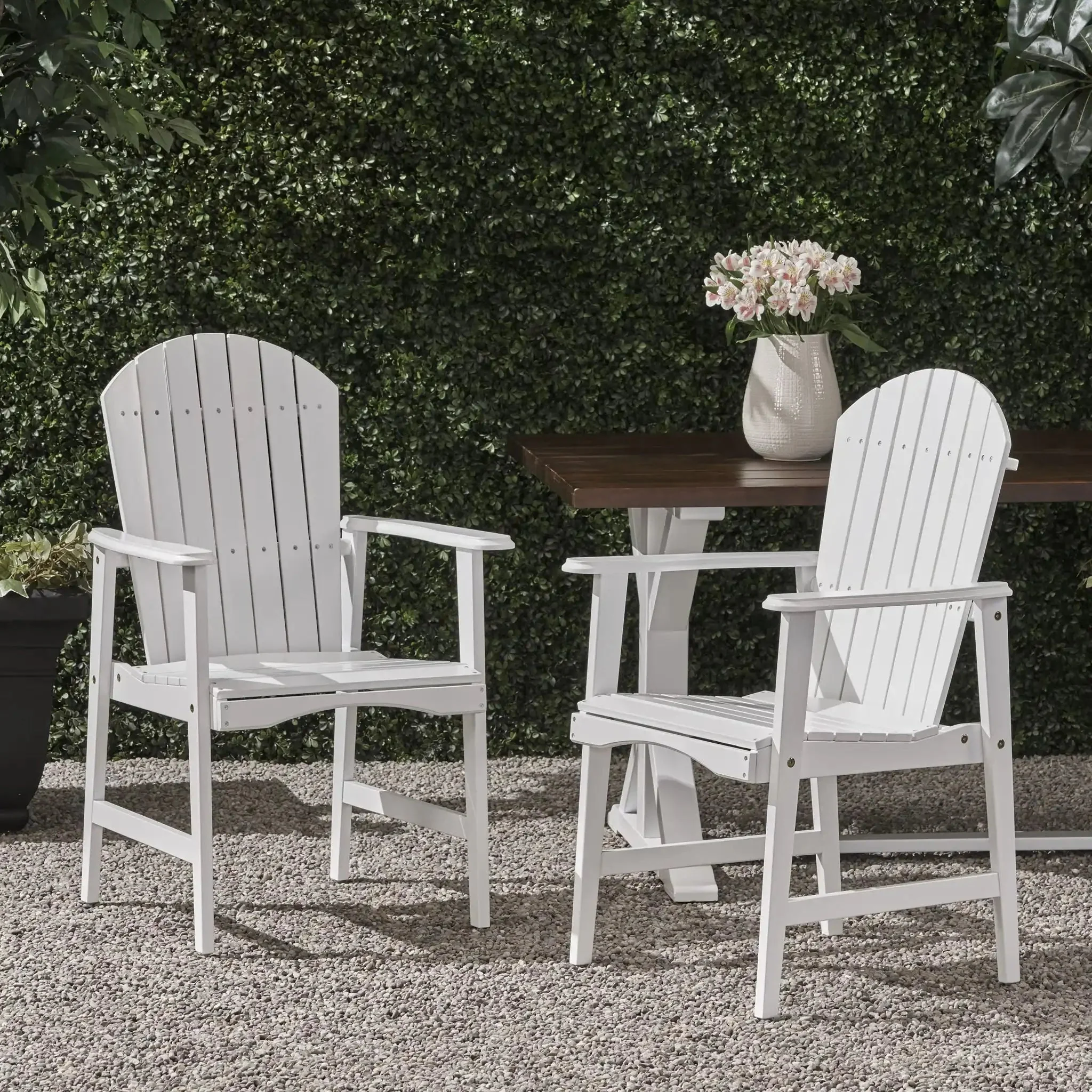 Outdoor Weather Resistant Acacia Wood Adirondack Dining Chairs (Set of 2) - Image 14