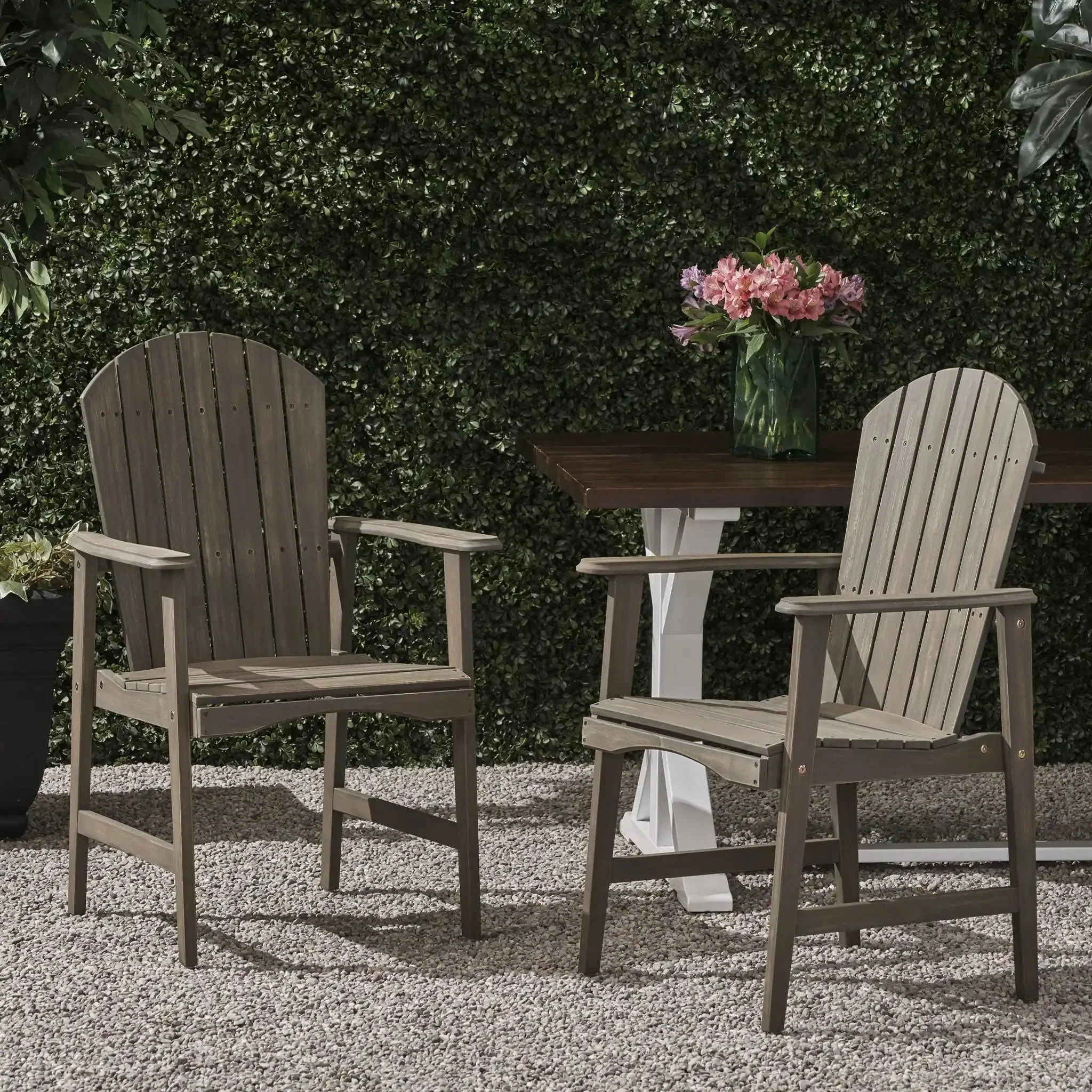 Outdoor Weather Resistant Acacia Wood Adirondack Dining Chairs (Set of 2) - Image 15