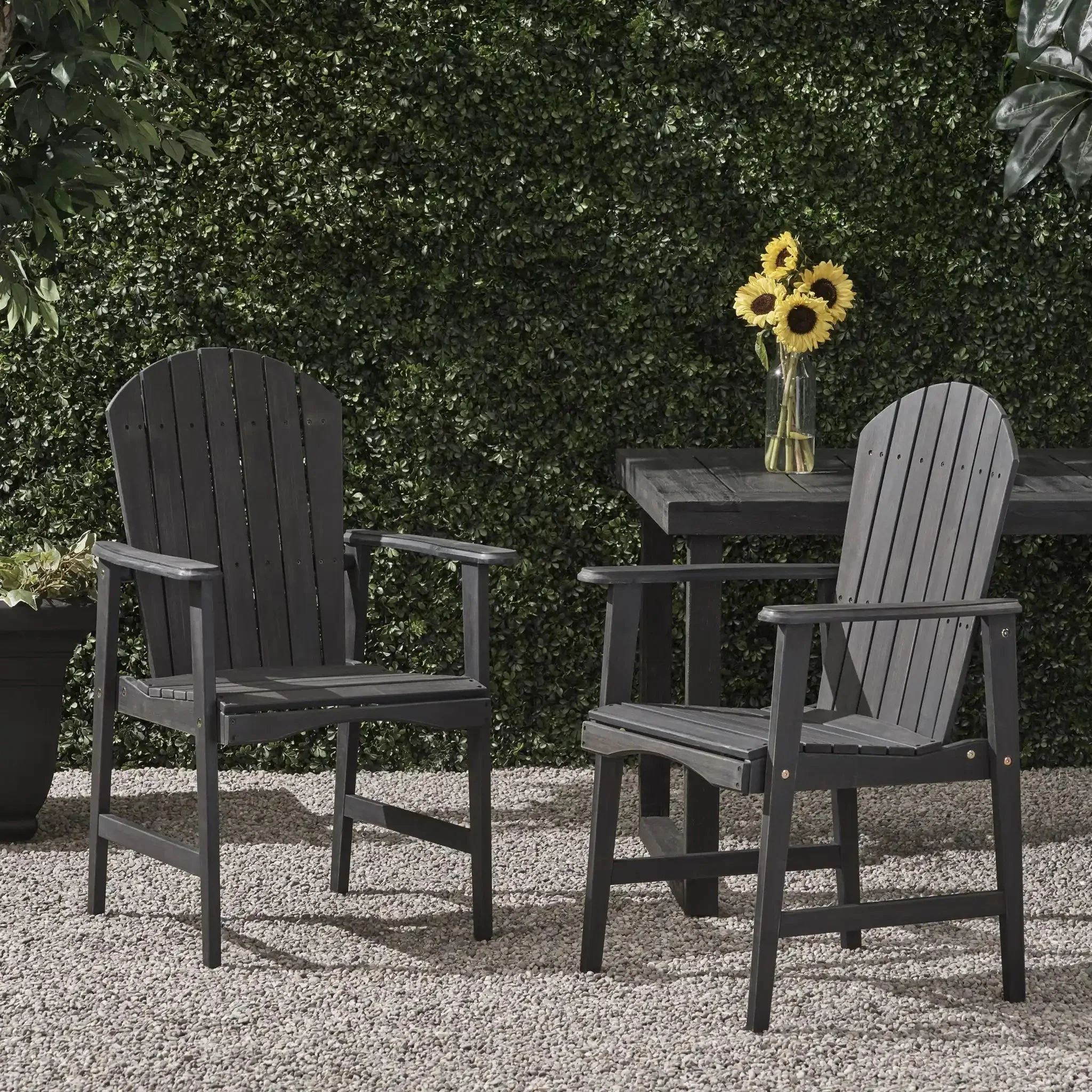 Outdoor Weather Resistant Acacia Wood Adirondack Dining Chairs (Set of 2) - Image 18