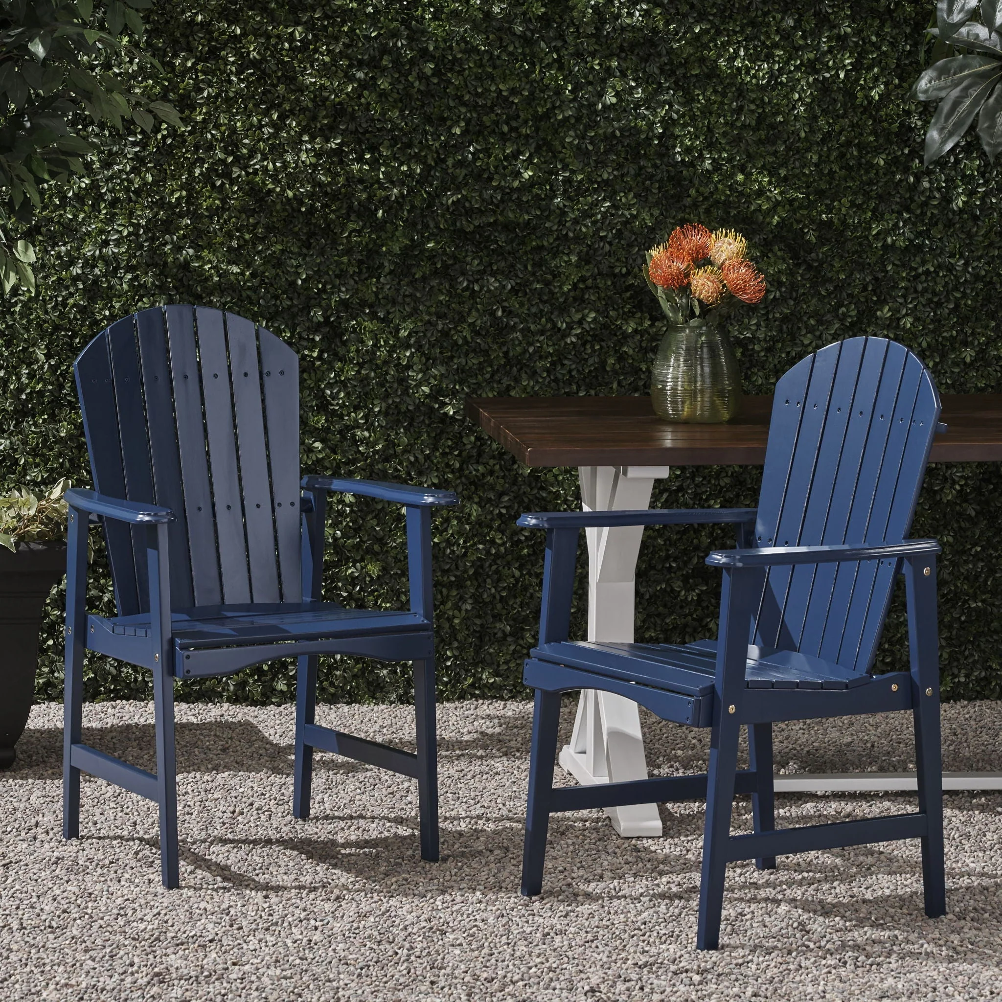 Outdoor Weather Resistant Acacia Wood Adirondack Dining Chairs (Set of 2) - Image 19
