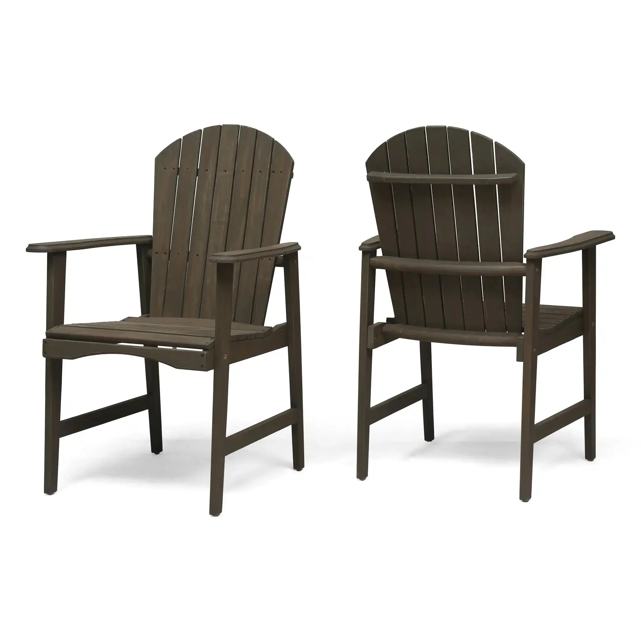 Outdoor Weather Resistant Acacia Wood Adirondack Dining Chairs (Set of 2) - Image 4