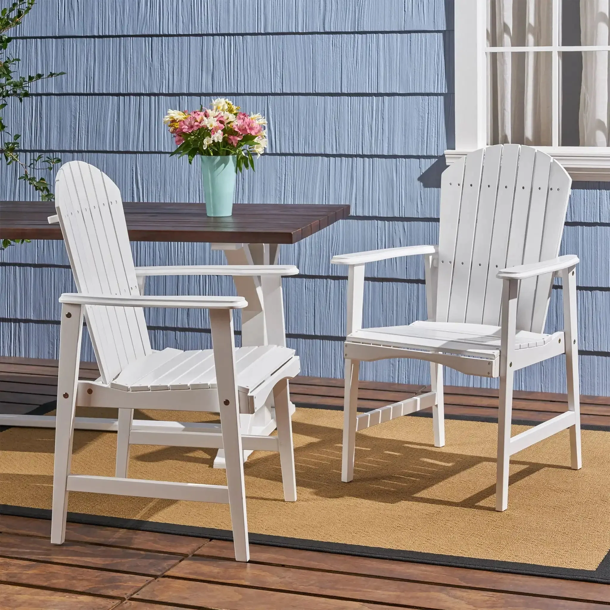 Outdoor Weather Resistant Acacia Wood Adirondack Dining Chairs (Set of 2) - Image 7
