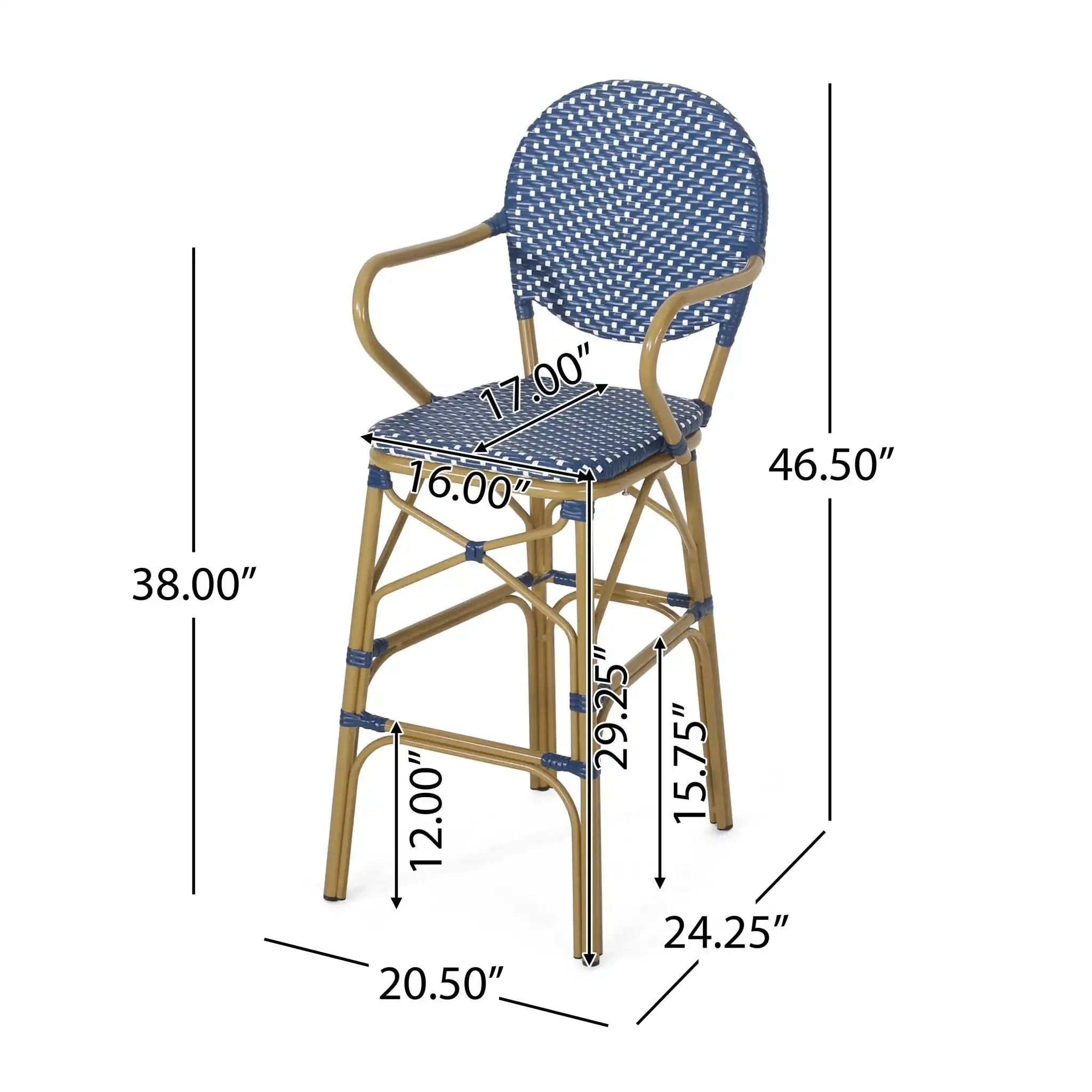Outdoor Wicker And Aluminum French Barstools (Set of 2) - Image 2