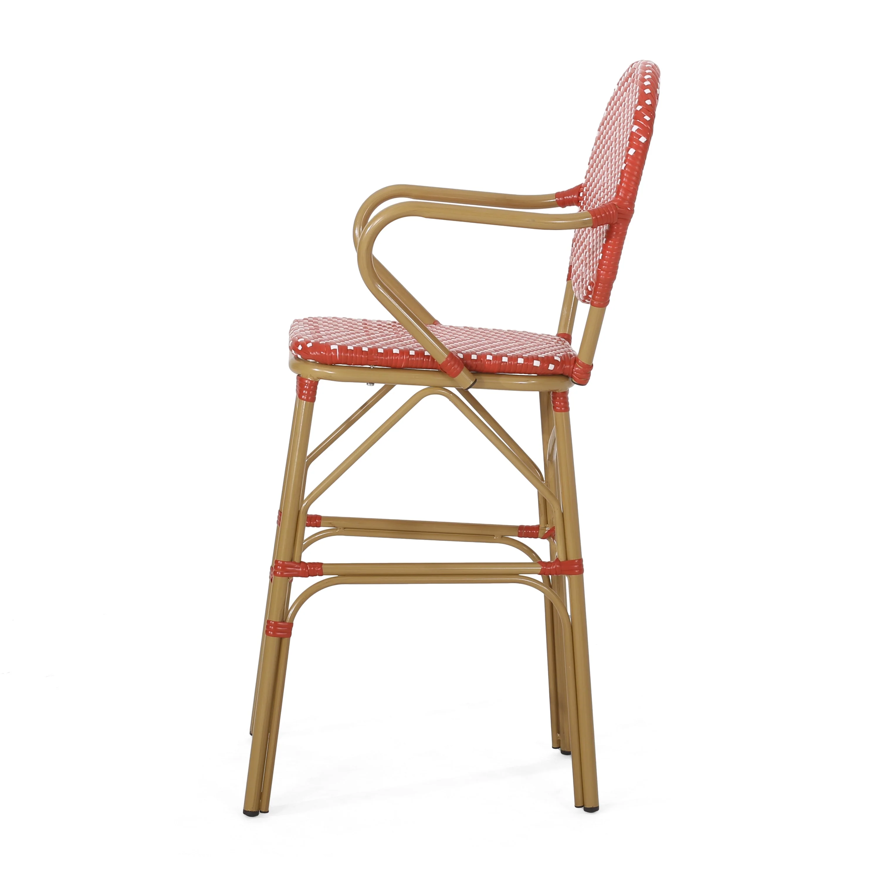 Outdoor Wicker and Aluminum French Barstools, Set of 2 - Image 10