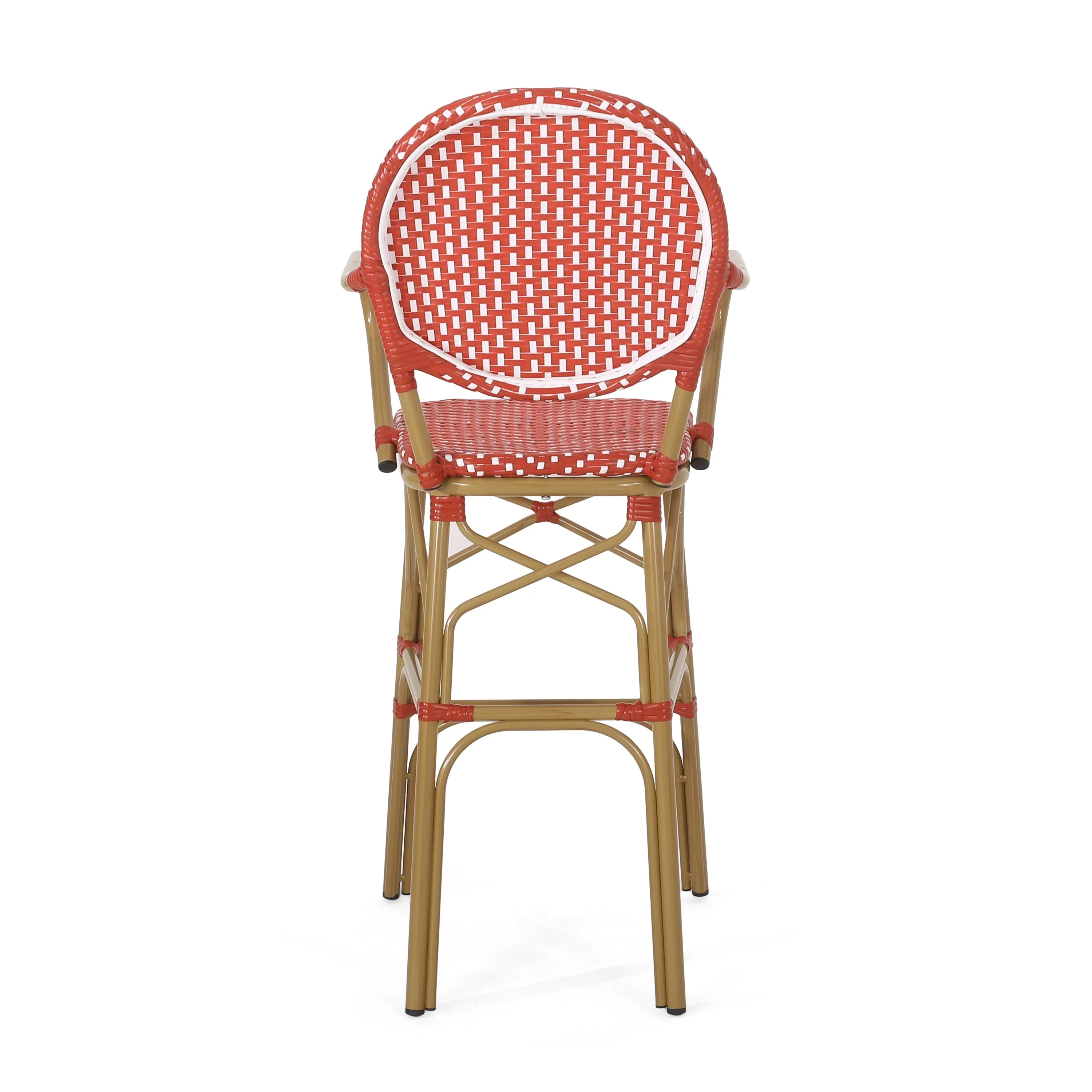 Outdoor Wicker and Aluminum French Barstools, Set of 2 - Image 12