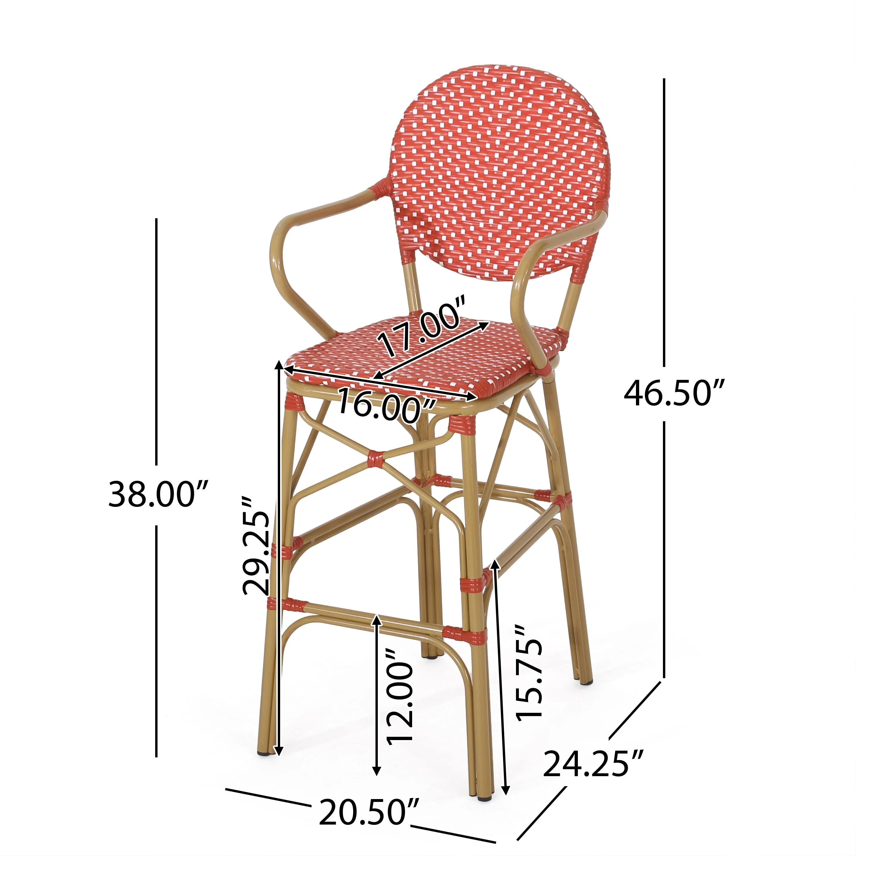 Outdoor Wicker and Aluminum French Barstools, Set of 2 - Image 6
