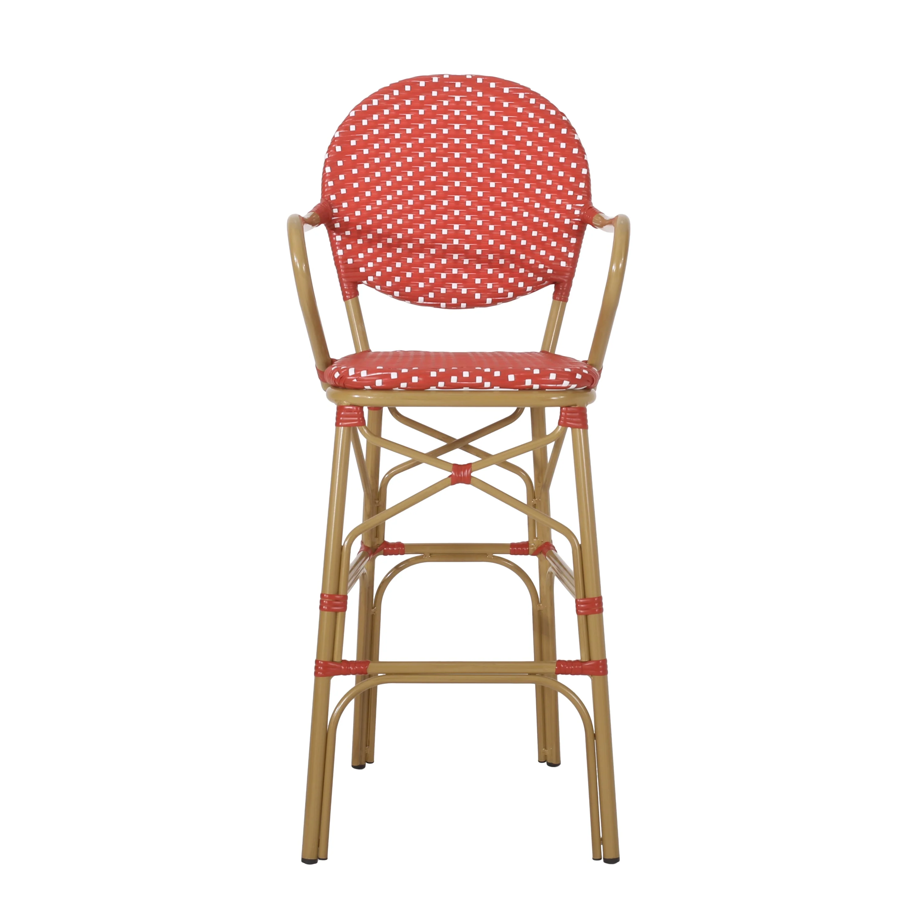 Outdoor Wicker and Aluminum French Barstools, Set of 2 - Image 7