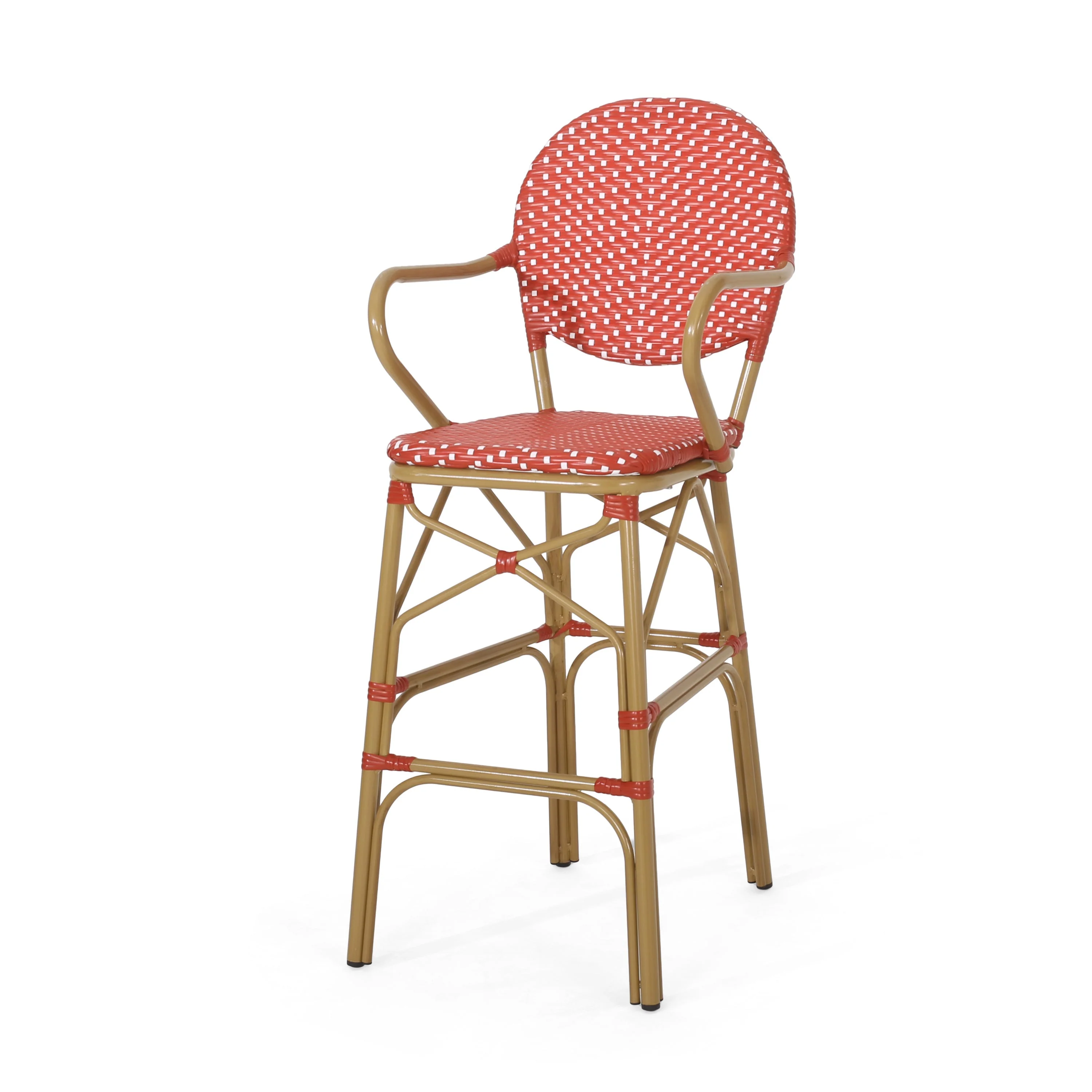 Outdoor Wicker and Aluminum French Barstools, Set of 2 - Image 8