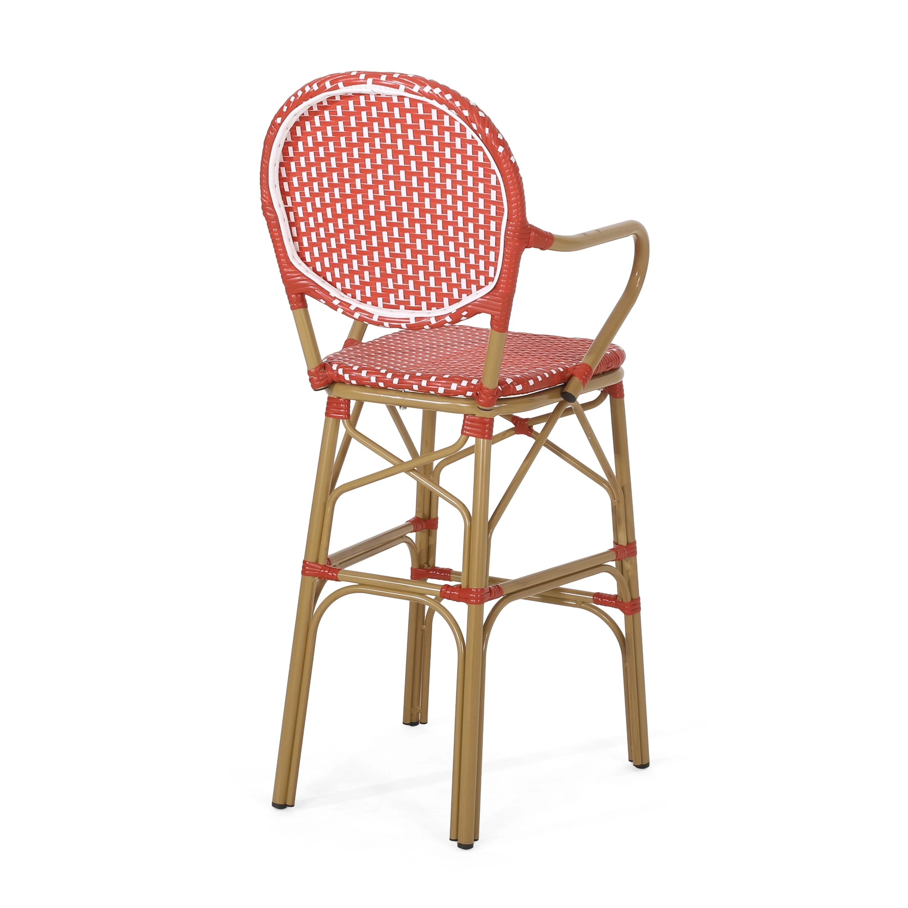 Outdoor Wicker and Aluminum French Barstools, Set of 2 - Image 9