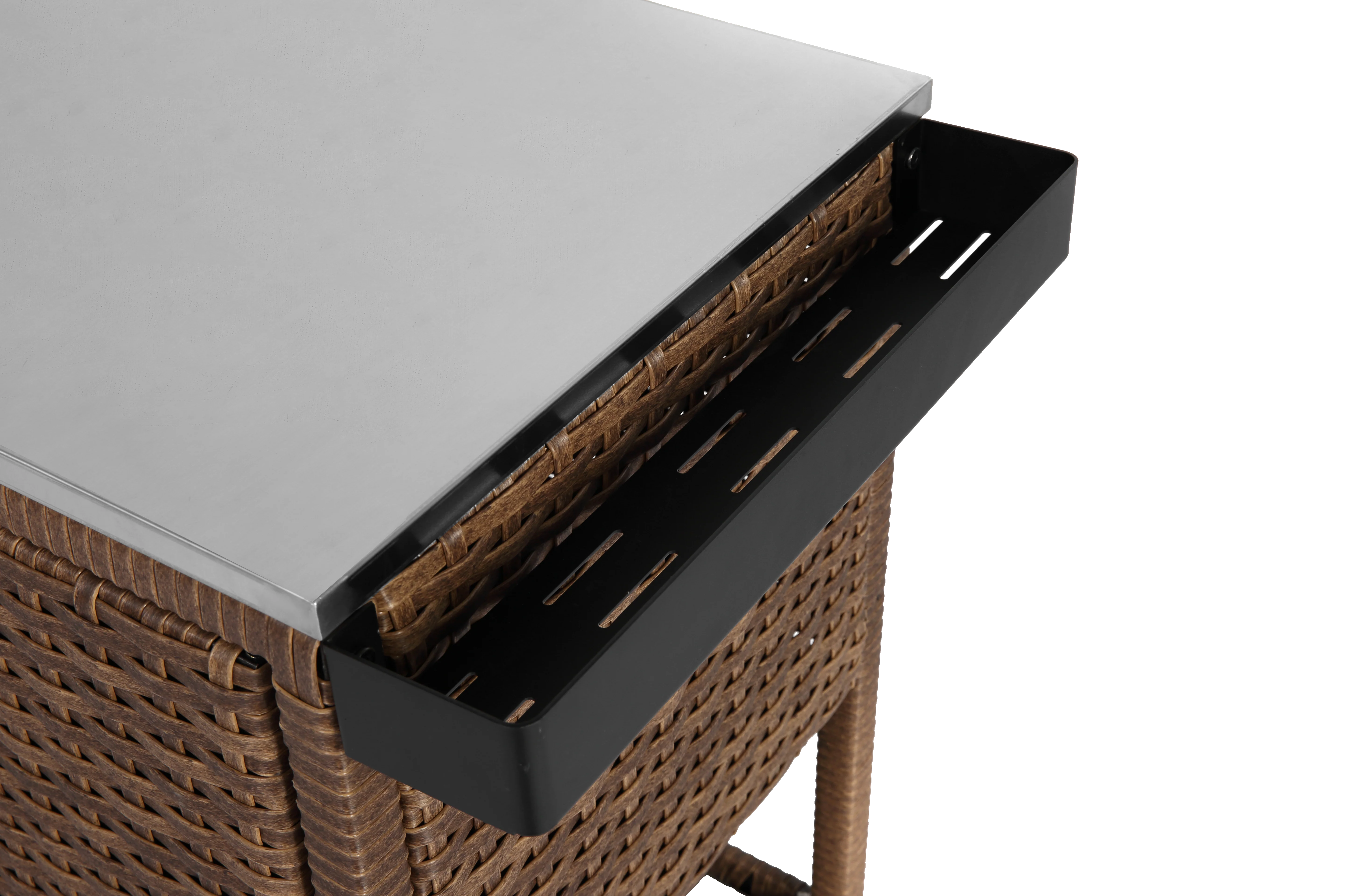 Outdoor Wicker Bar Cart - Image 10