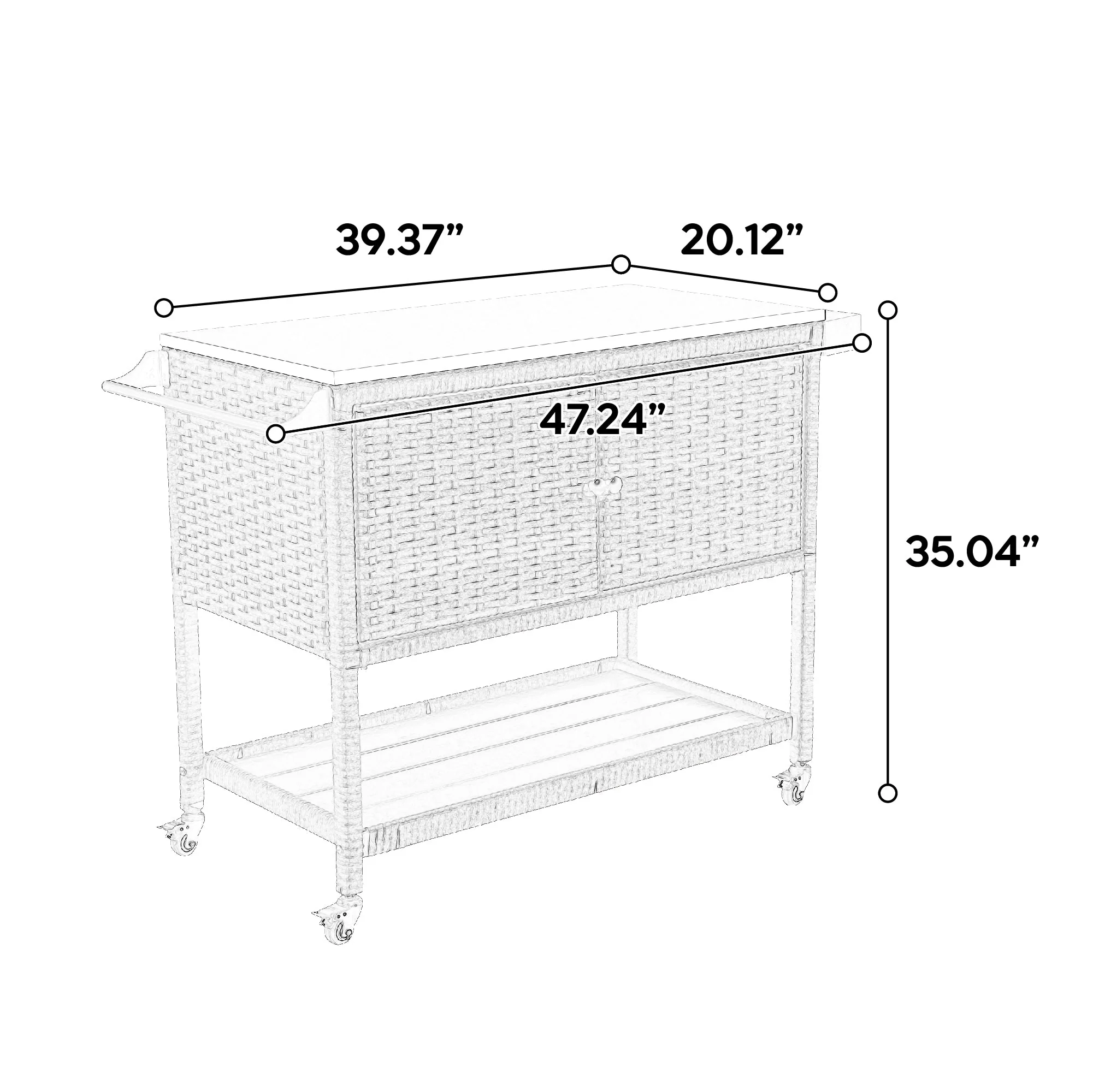 Outdoor Wicker Bar Cart - Image 2