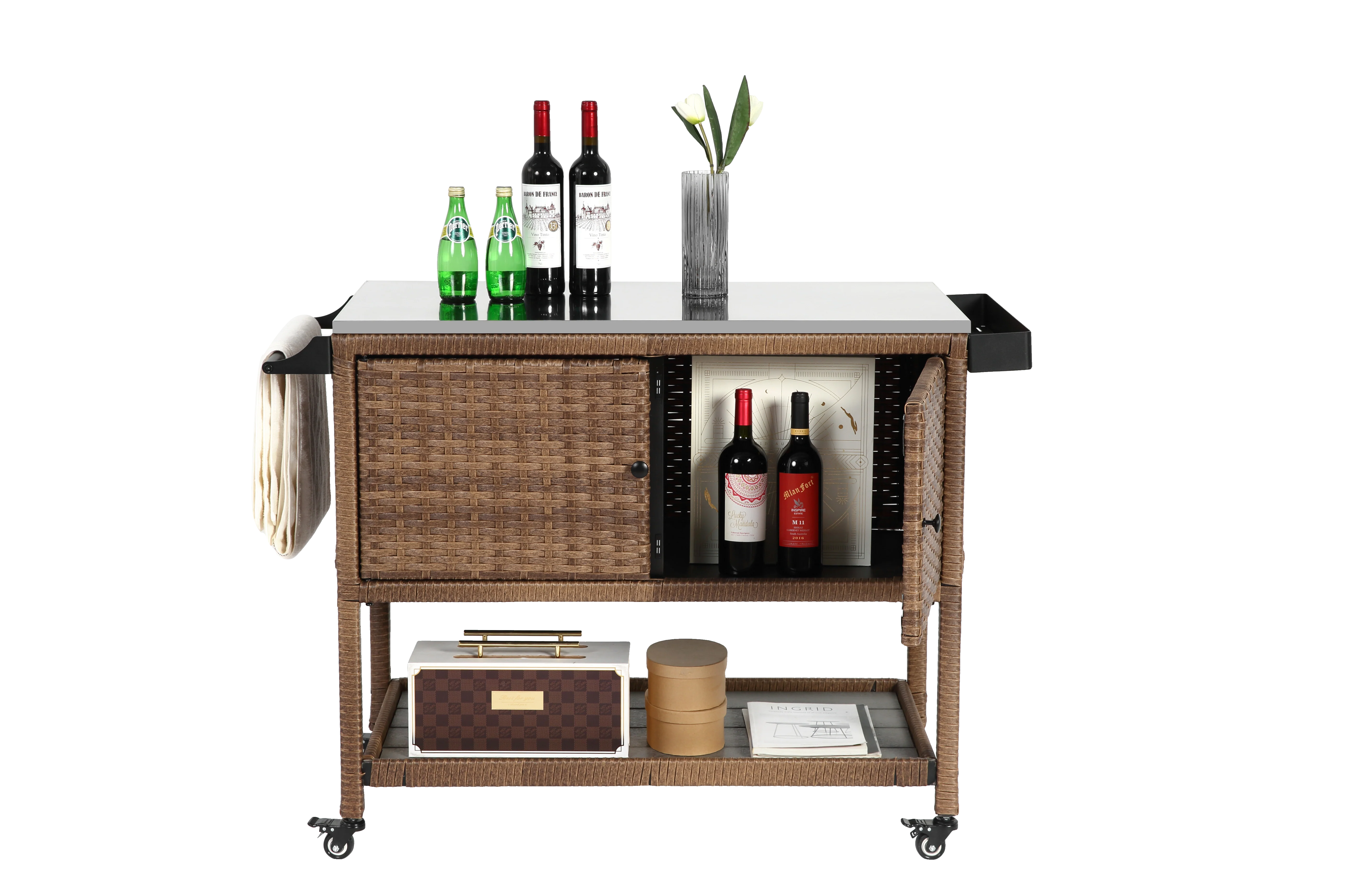 Outdoor Wicker Bar Cart - Image 5