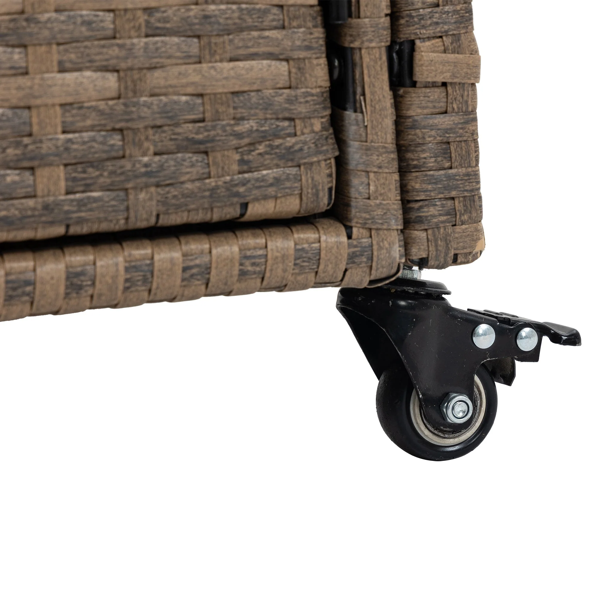 Outdoor Wicker Bar Cart with Glass Top and Wheels - Image 19