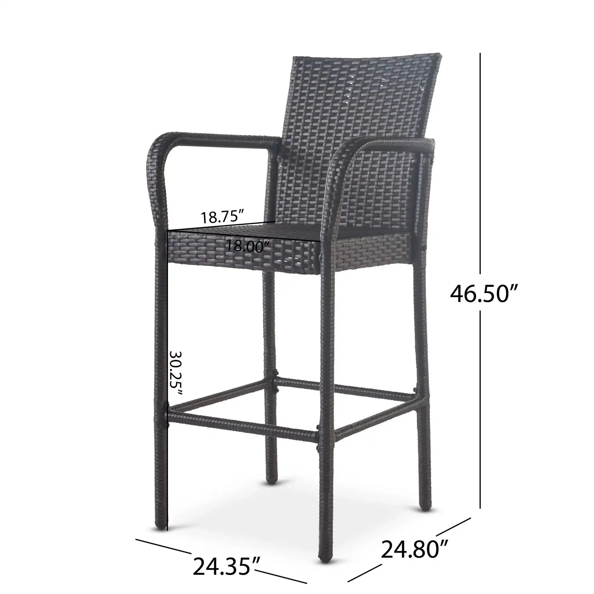 Outdoor Wicker Barstools With Rattan And Iron Frame - Image 3