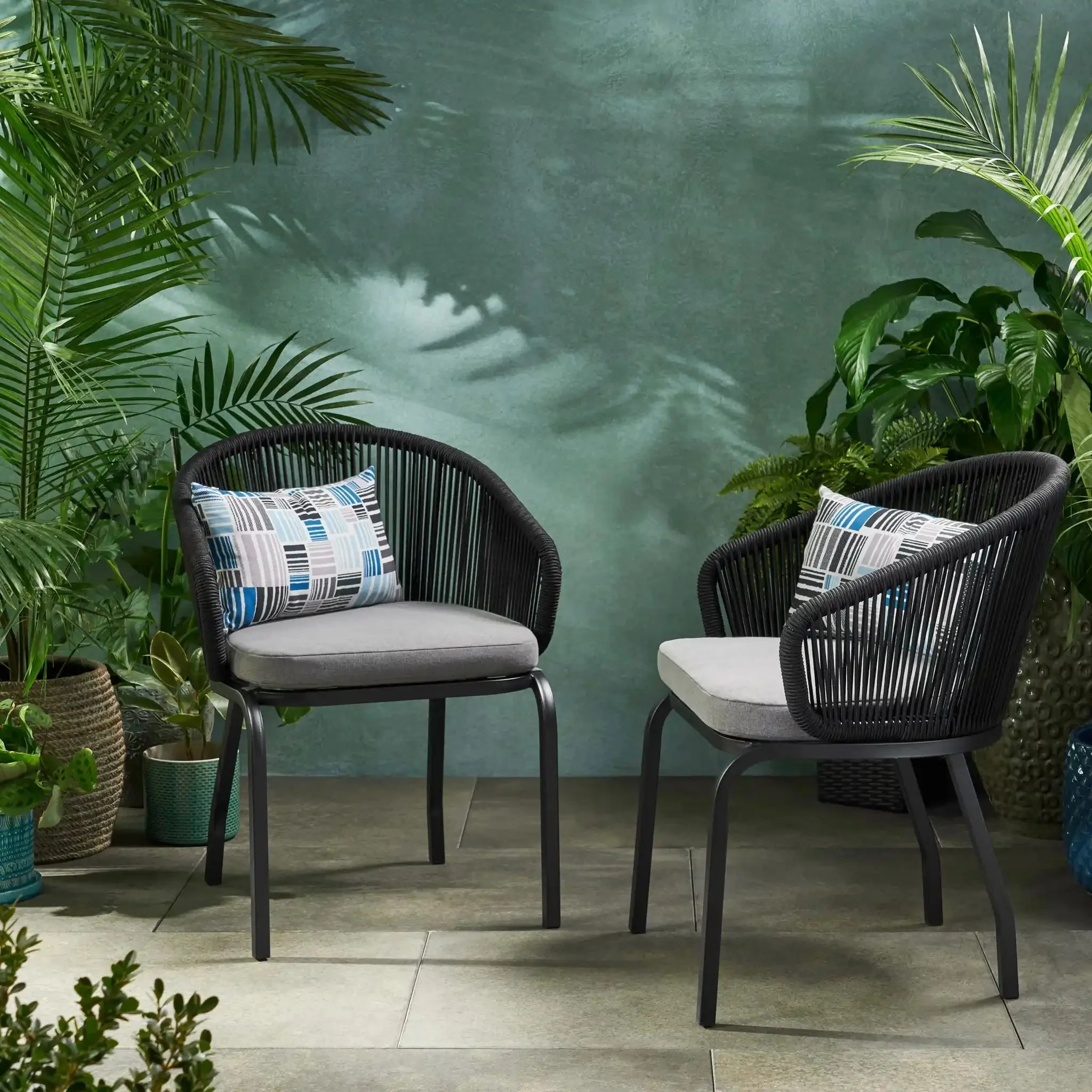 Outdoor Wicker Chair With Powder Coated Iron Legs - Image 11