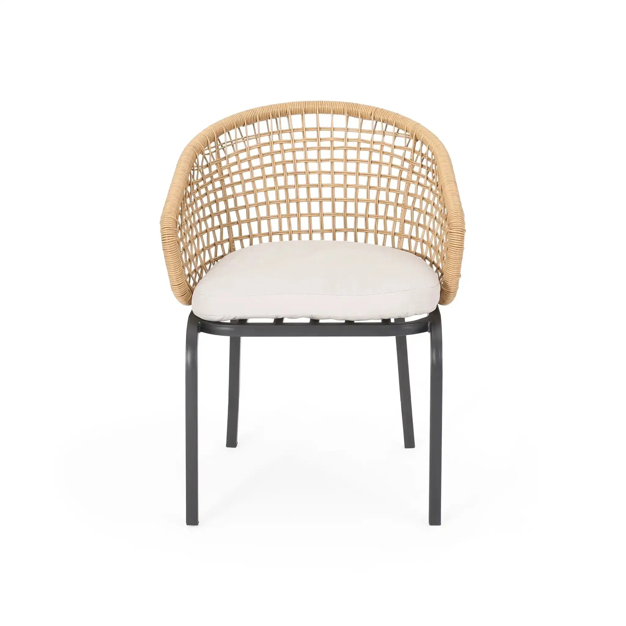 Outdoor Wicker Chair With Powder Coated Iron Legs - Image 16