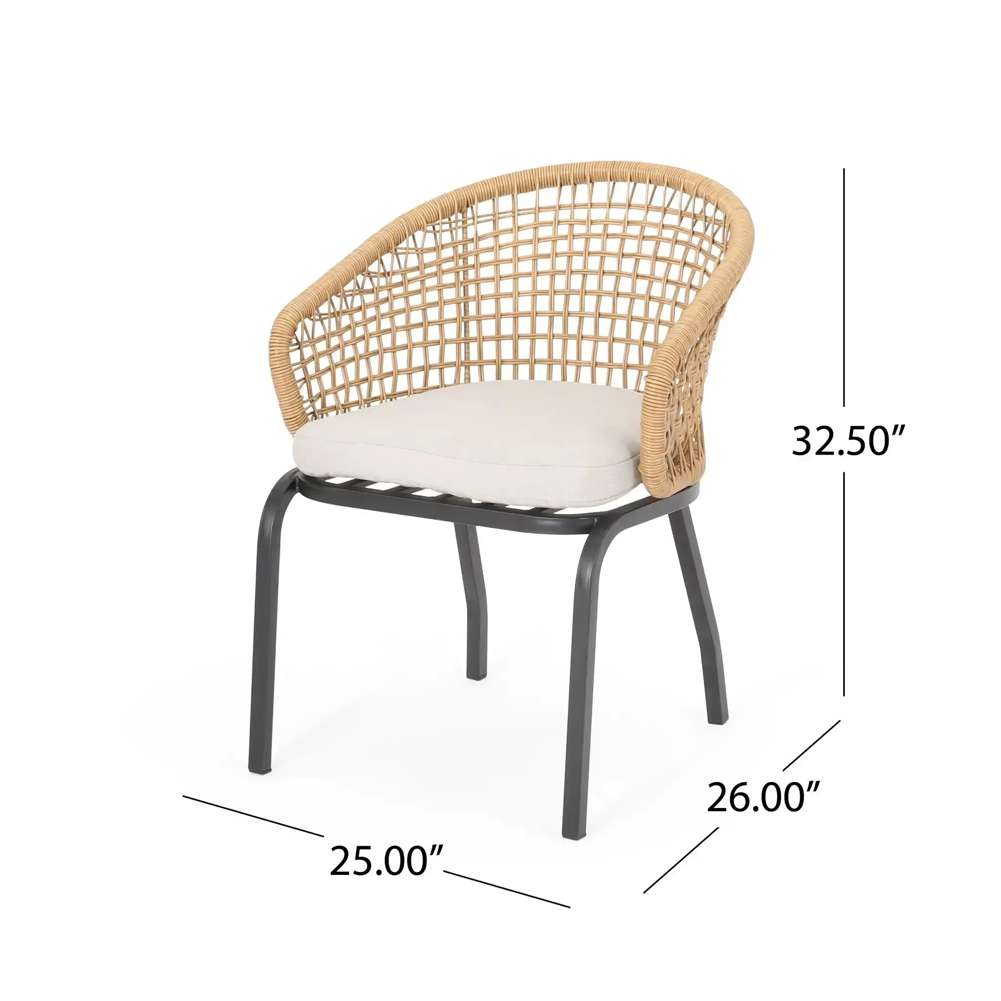 Outdoor Wicker Chair With Powder Coated Iron Legs - Image 19