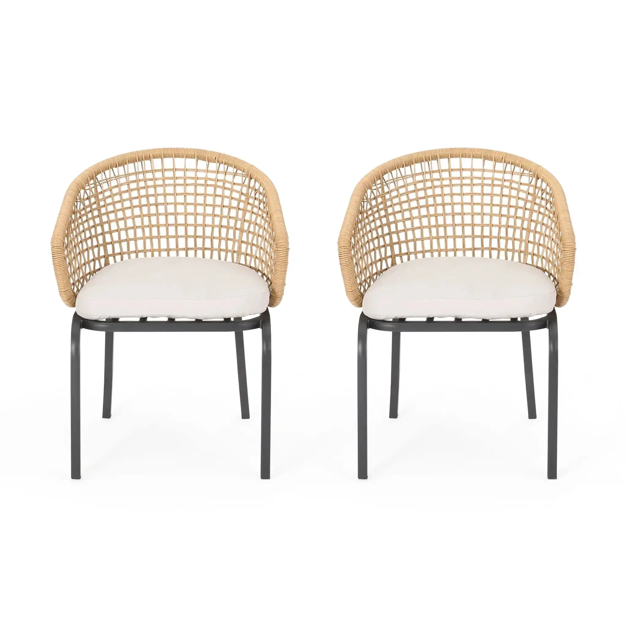 Outdoor Wicker Chair With Powder Coated Iron Legs - Image 2