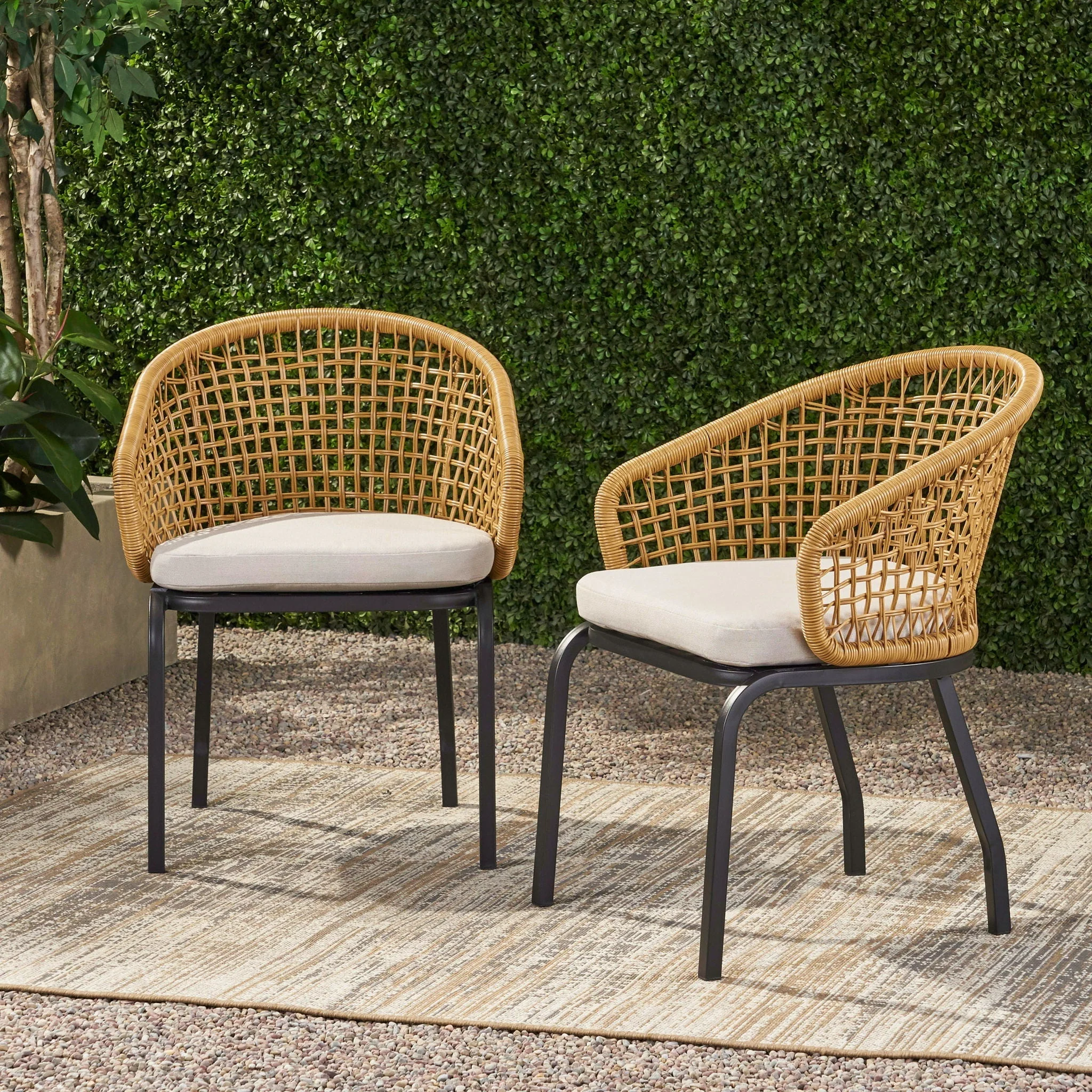 Outdoor Wicker Chair With Powder Coated Iron Legs - Image 6